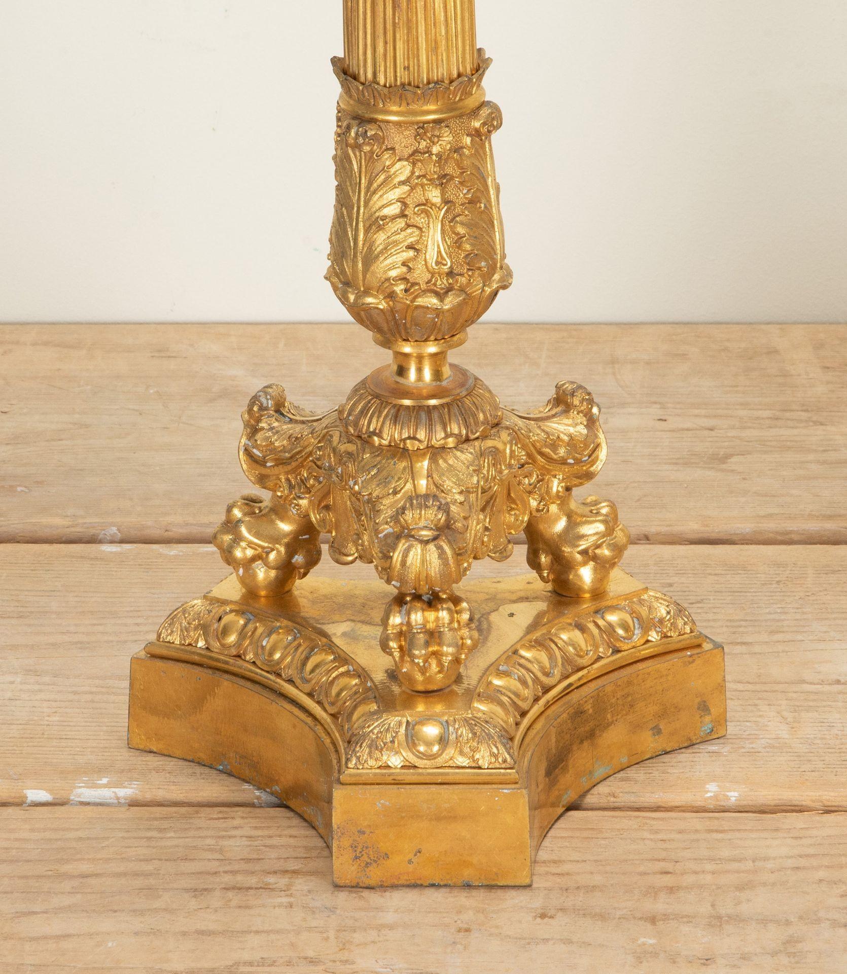 Pair of 19th Century French Corinthian Column Gilt Bronze Candlesticks For Sale 2