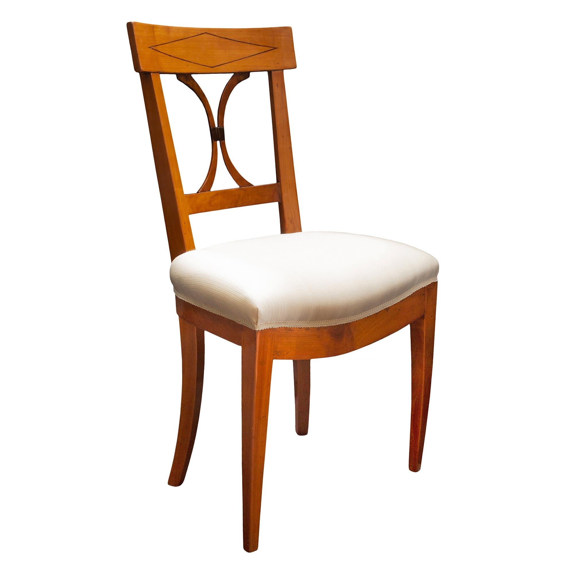 Pair of 19th Century French Directoire Style Cherrywood Chairs In Good Condition For Sale In West Palm Beach, FL