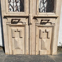 Pair of 19th Century French Doors with Curved Wrought Iron Panels
