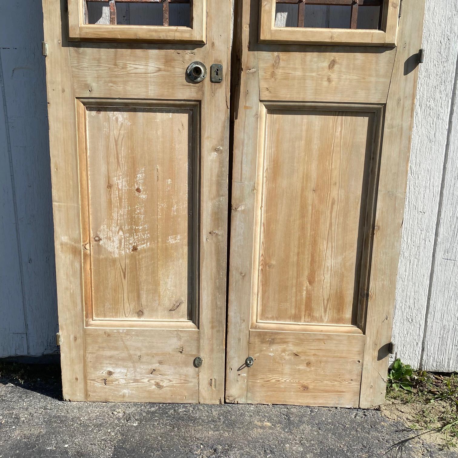 Pair of 19th Century French Doors with Wrought Iron Panels For Sale 8