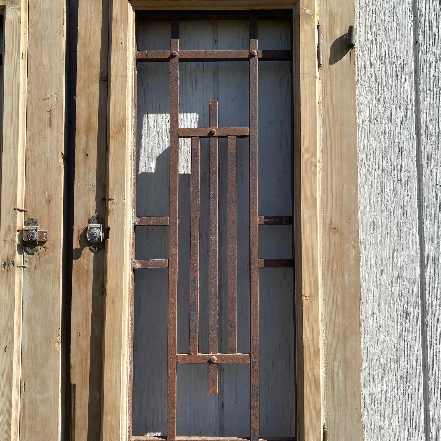 Pair of 19th Century French Doors with Wrought Iron Panels For Sale 5