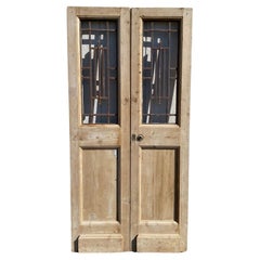 Used Pair of 19th Century French Doors with Wrought Iron Panels