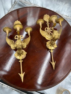 Pair of 19th Century French Dore Bronze Sconces