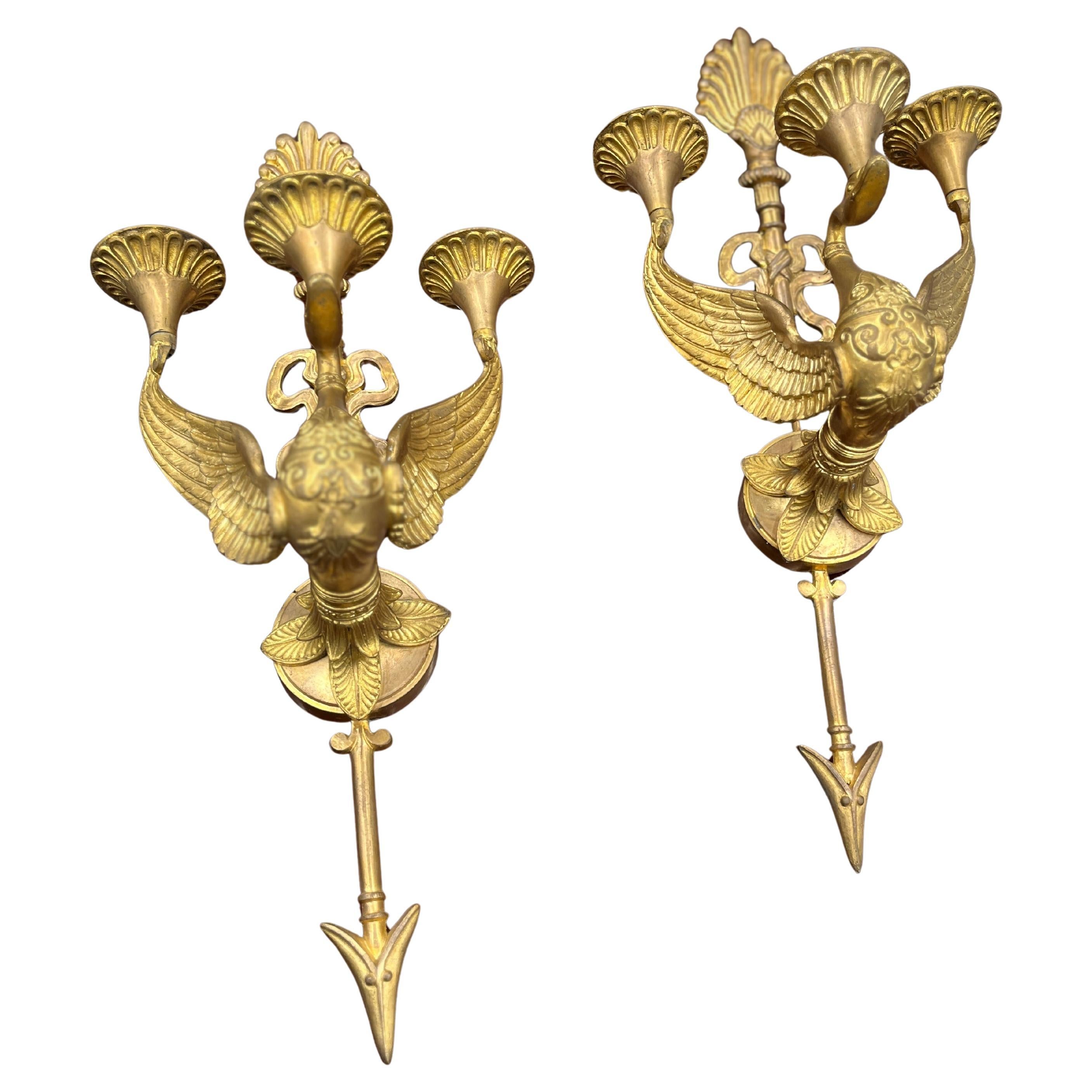 Pair of 19th Century French Dore Bronze Sconces