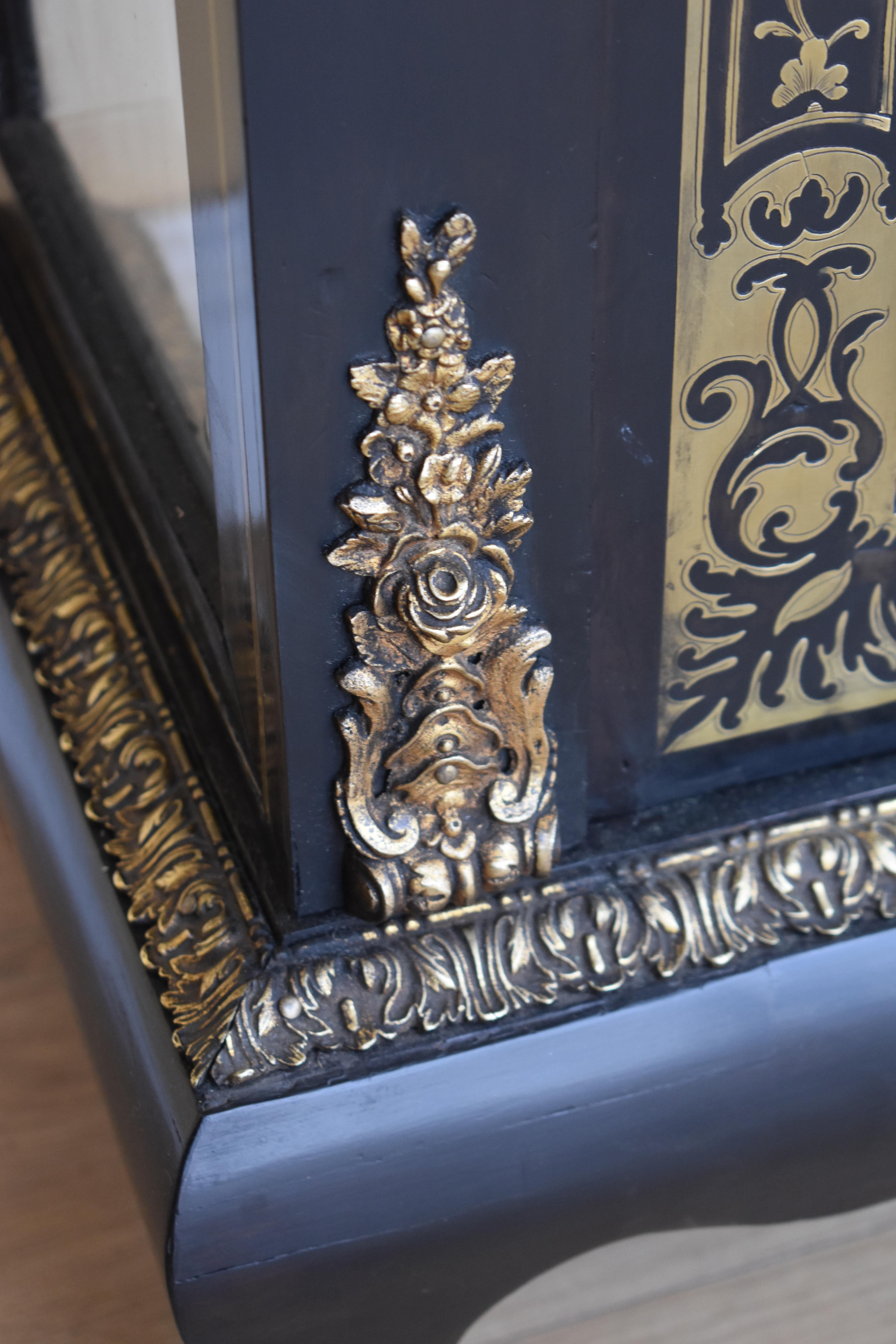 Brass Pair of 19th Century French Ebonised Boulle Cabinets For Sale