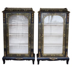 Pair of 19th Century French Ebonised Boulle Cabinets