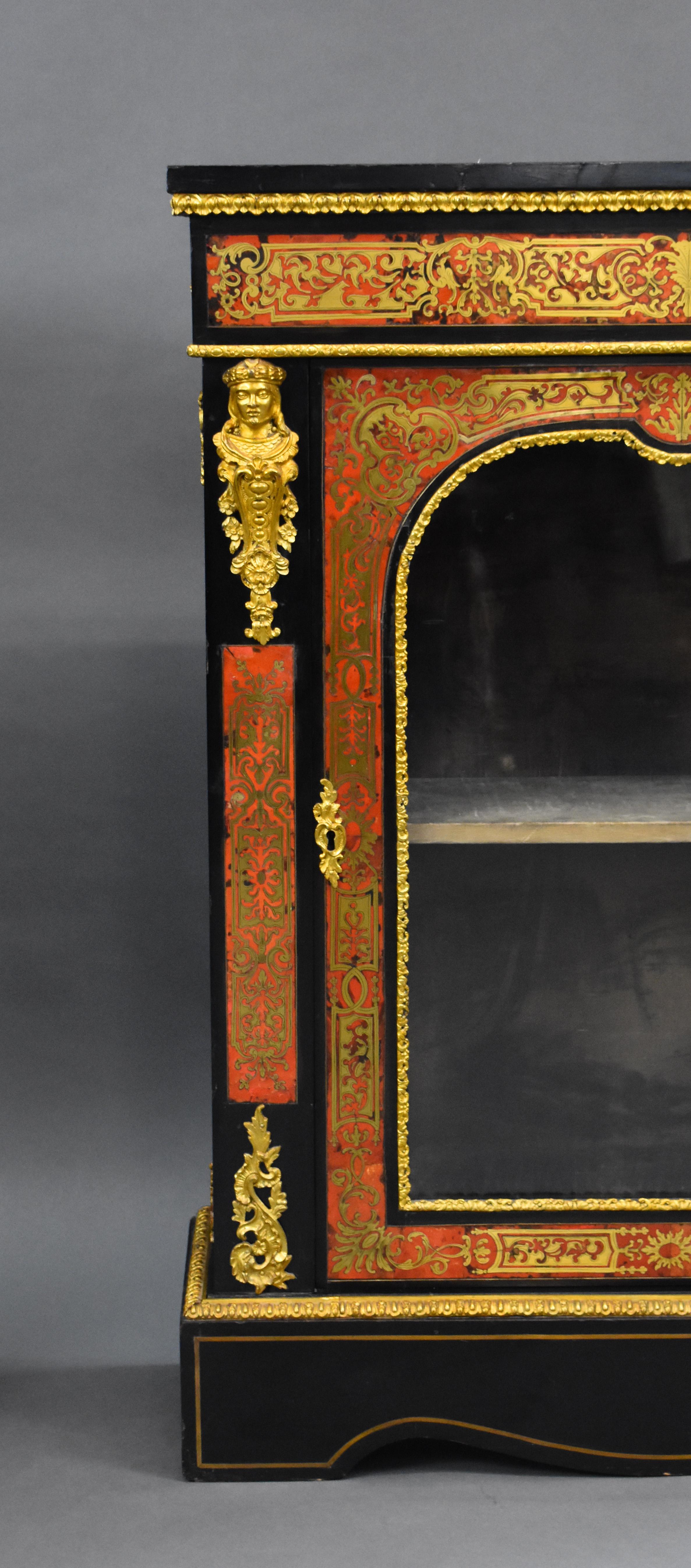 Pair of 19th Century French Ebonised Boulle Pier Cabinets For Sale 6
