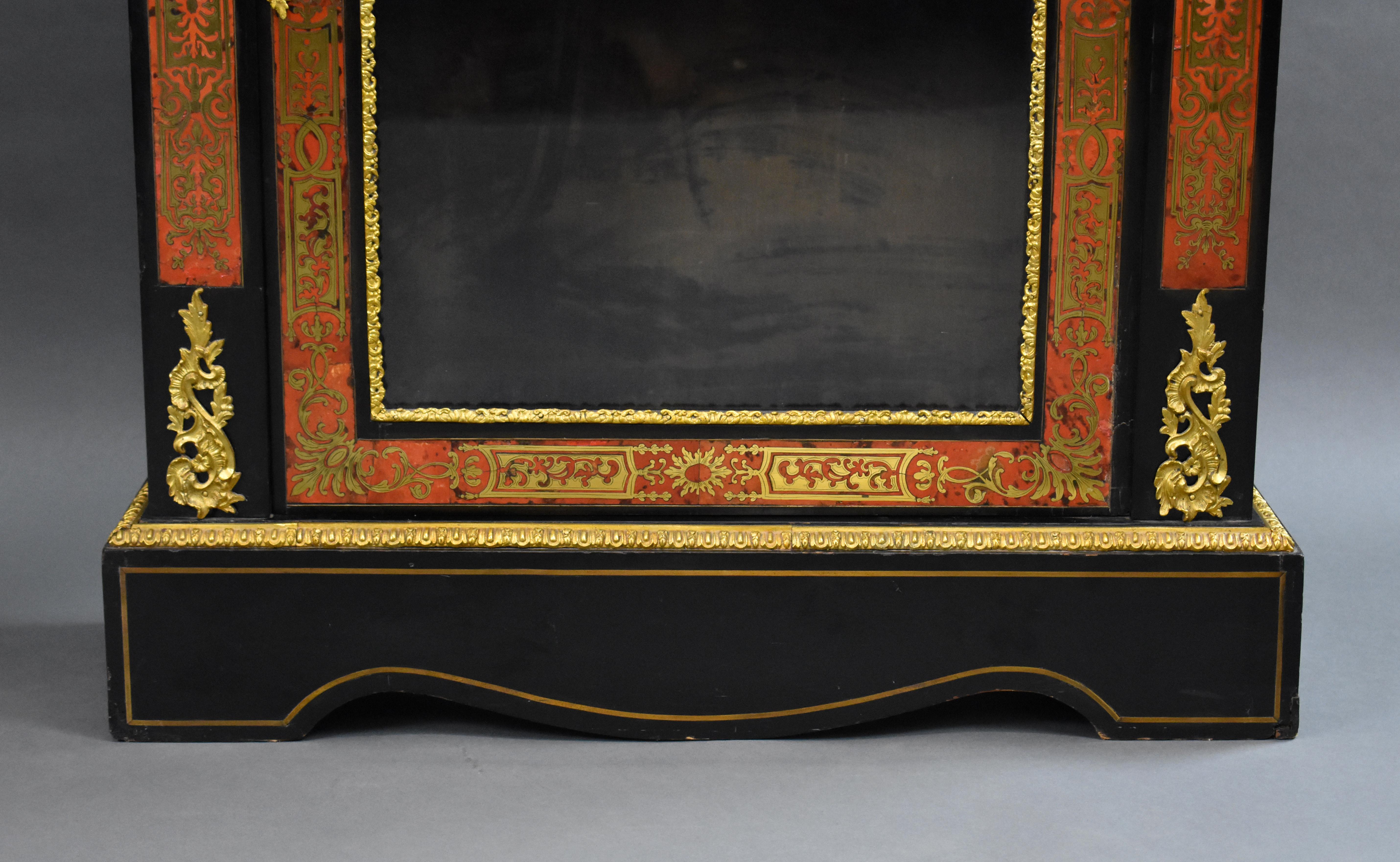 Pair of 19th Century French Ebonised Boulle Pier Cabinets For Sale 7