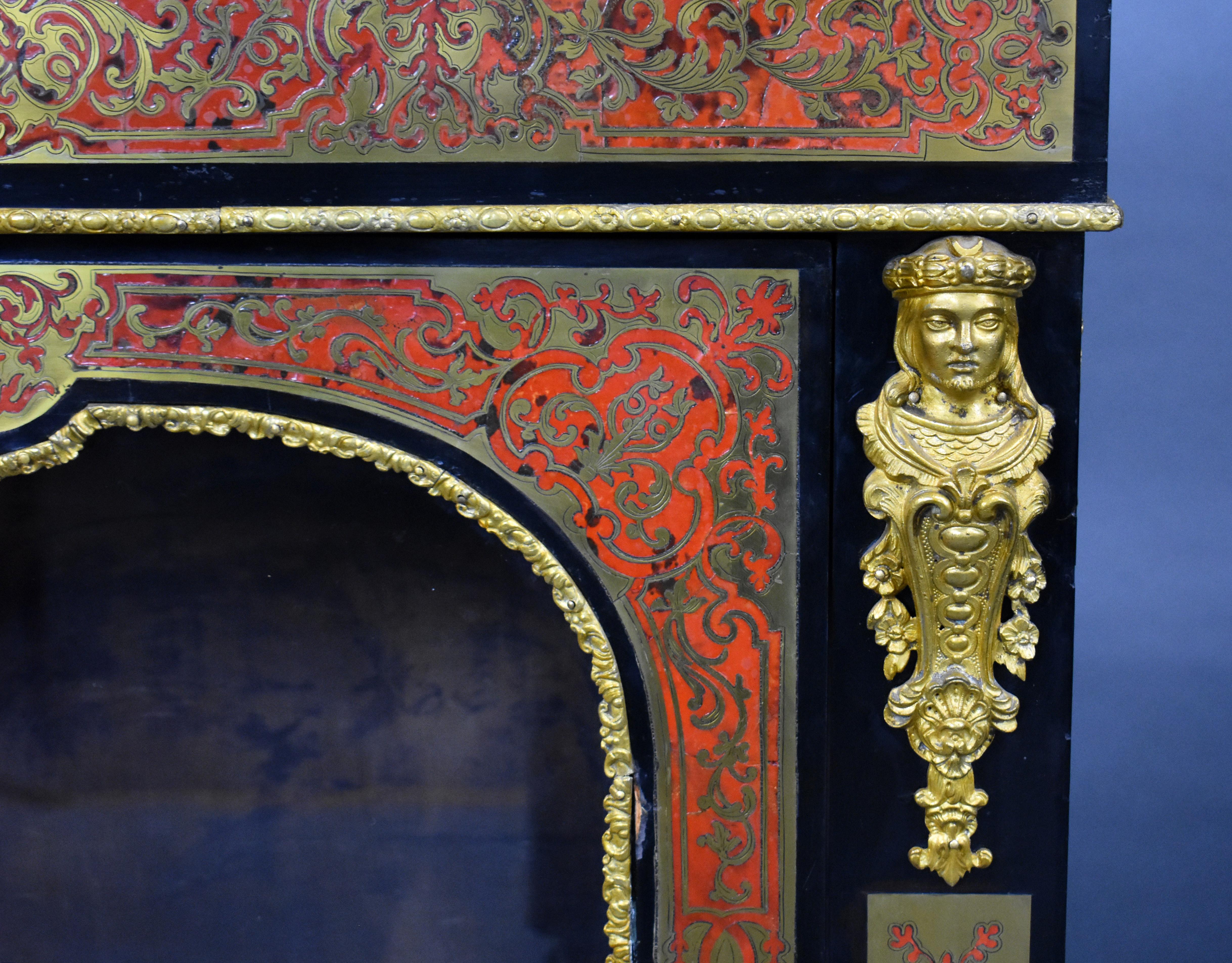 Pair of 19th Century French Ebonised Boulle Pier Cabinets For Sale 9
