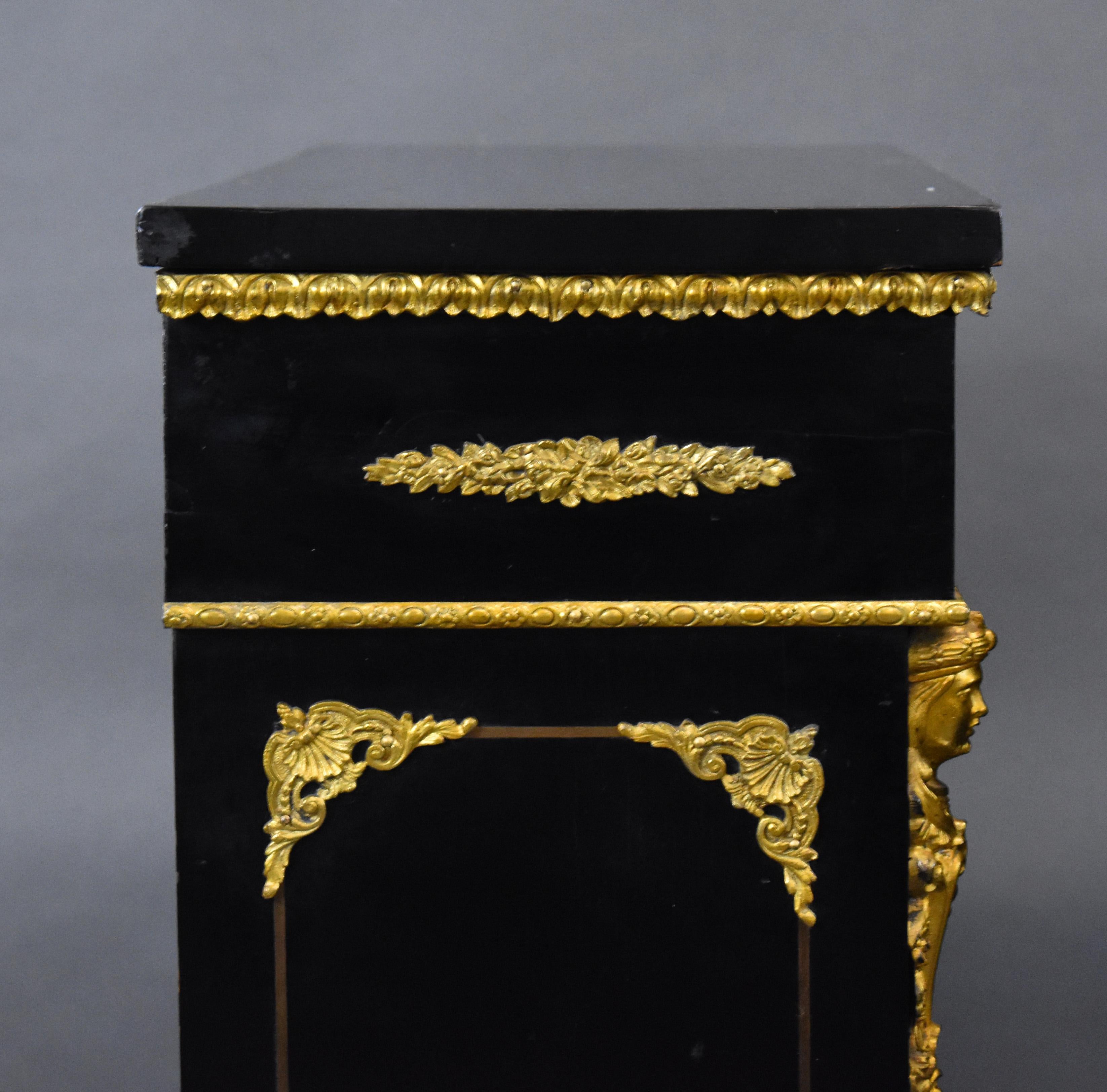 Pair of 19th Century French Ebonised Boulle Pier Cabinets For Sale 12