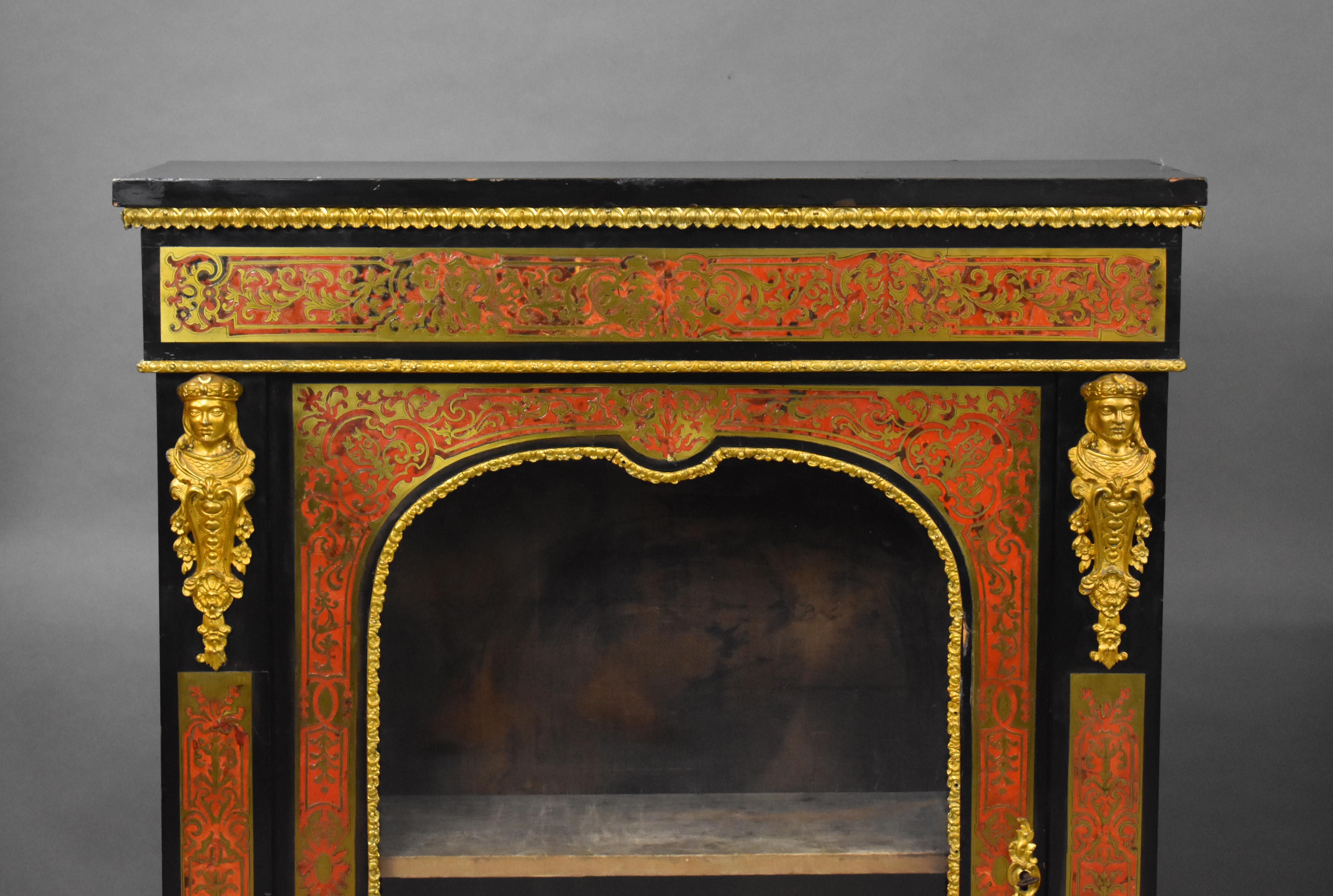 Brass Pair of 19th Century French Ebonised Boulle Pier Cabinets For Sale