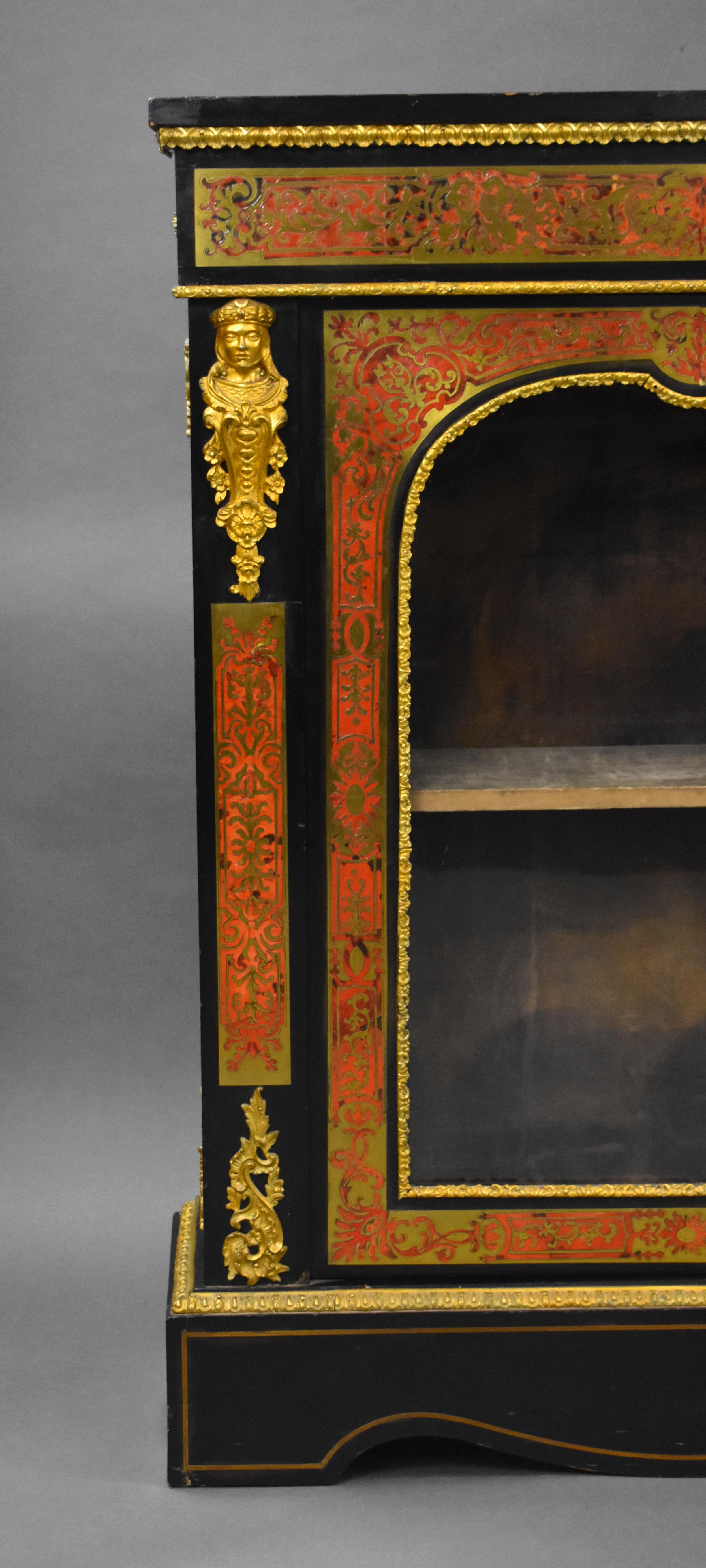 Pair of 19th Century French Ebonised Boulle Pier Cabinets For Sale 1
