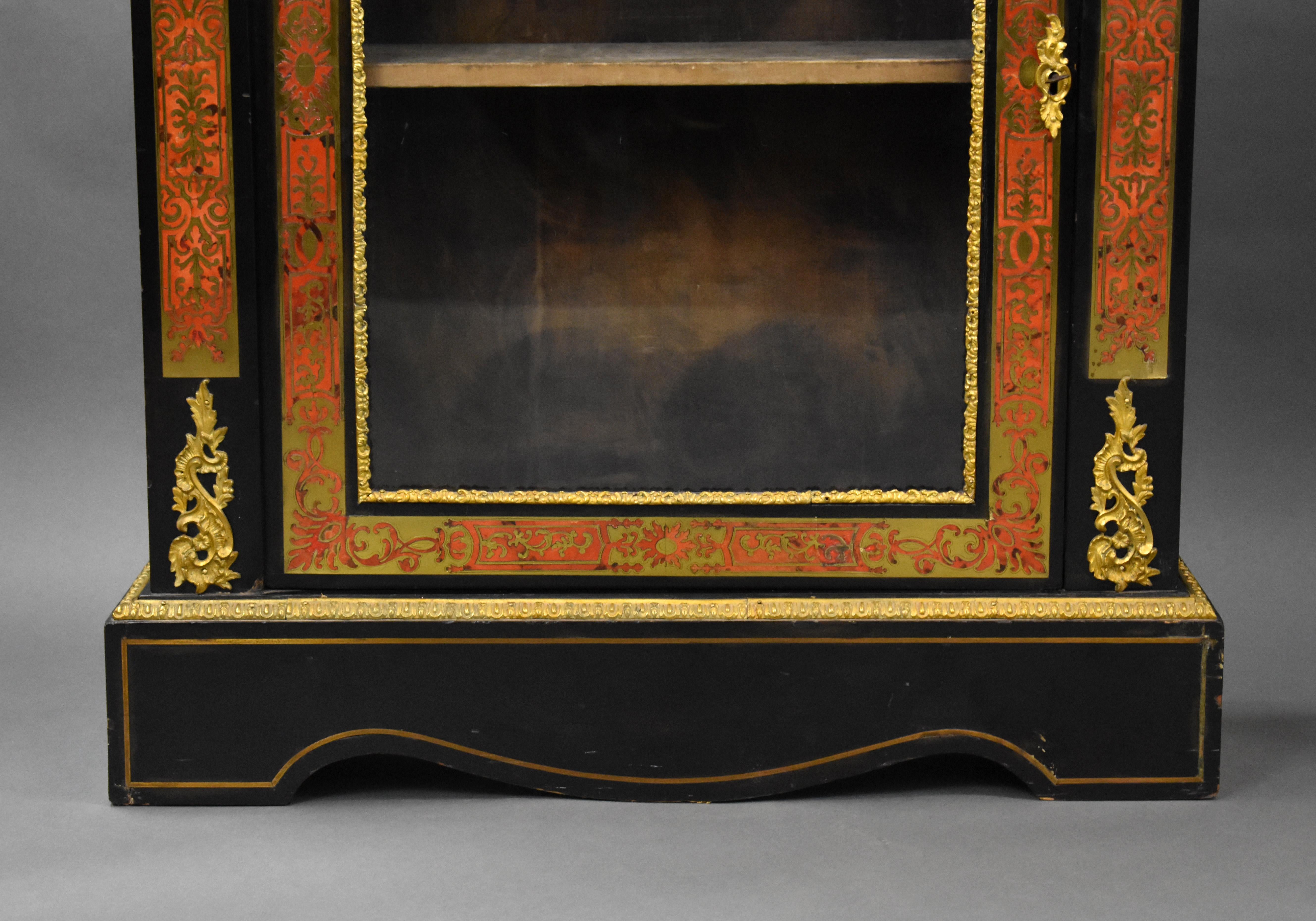 Pair of 19th Century French Ebonised Boulle Pier Cabinets For Sale 2