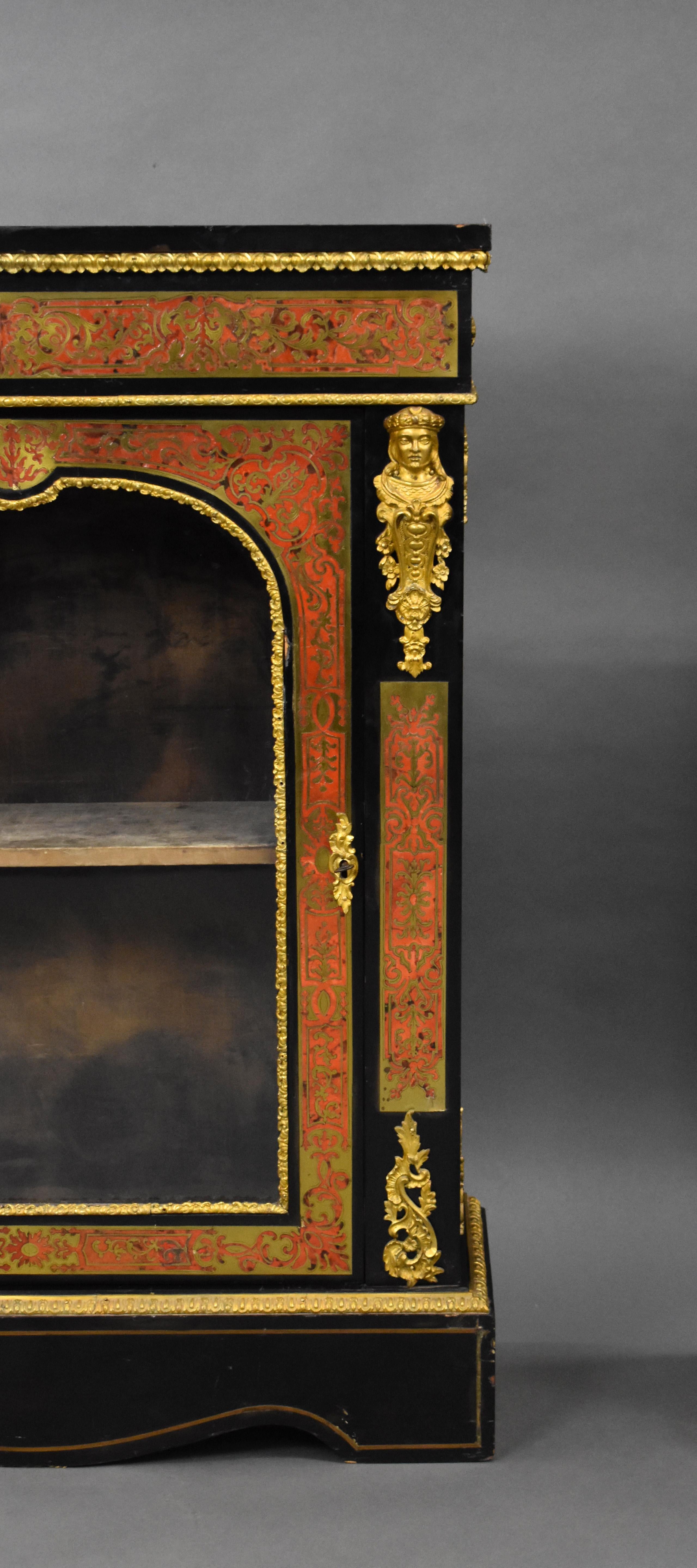 Pair of 19th Century French Ebonised Boulle Pier Cabinets For Sale 3