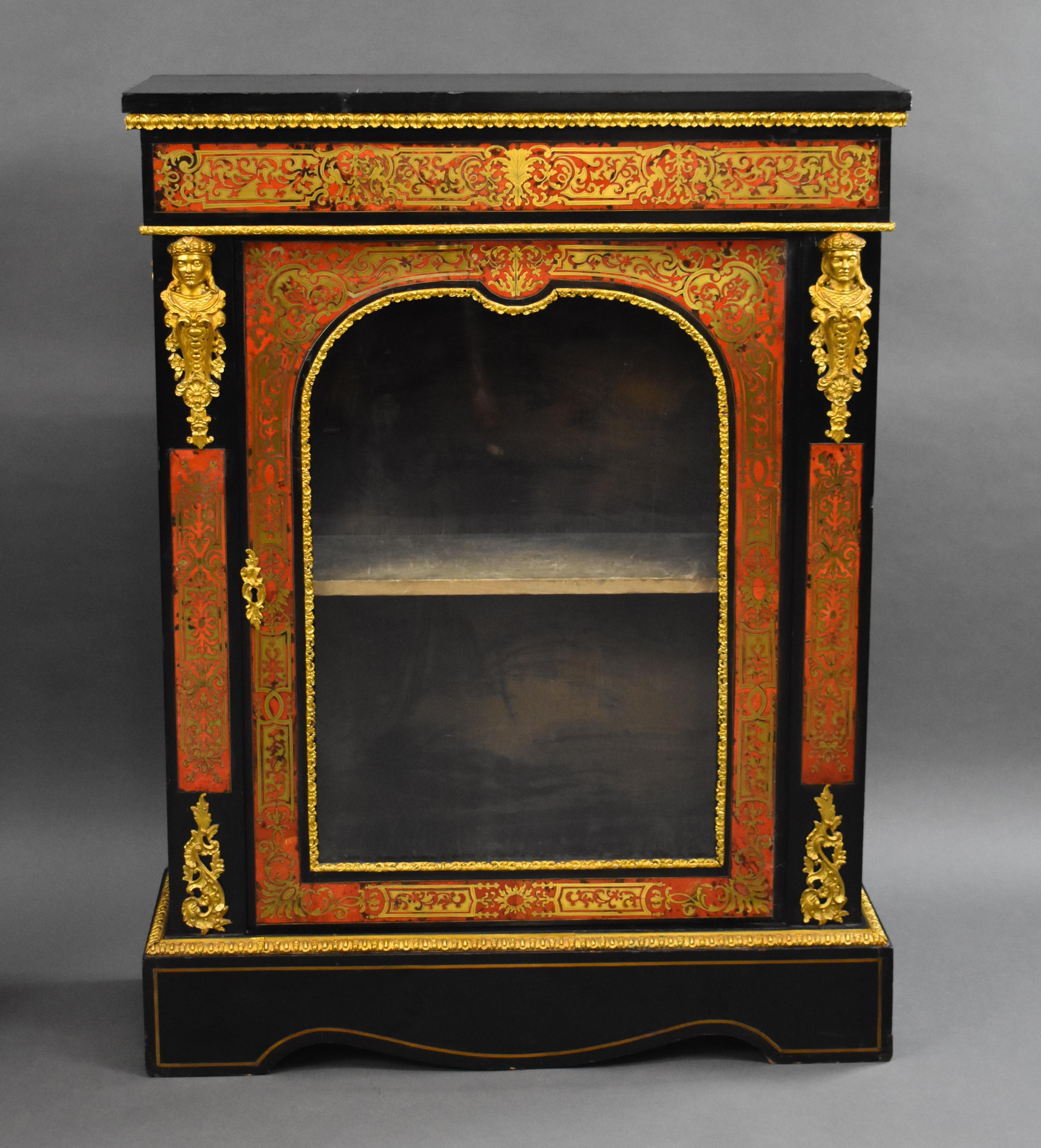 Pair of 19th Century French Ebonised Boulle Pier Cabinets For Sale 4
