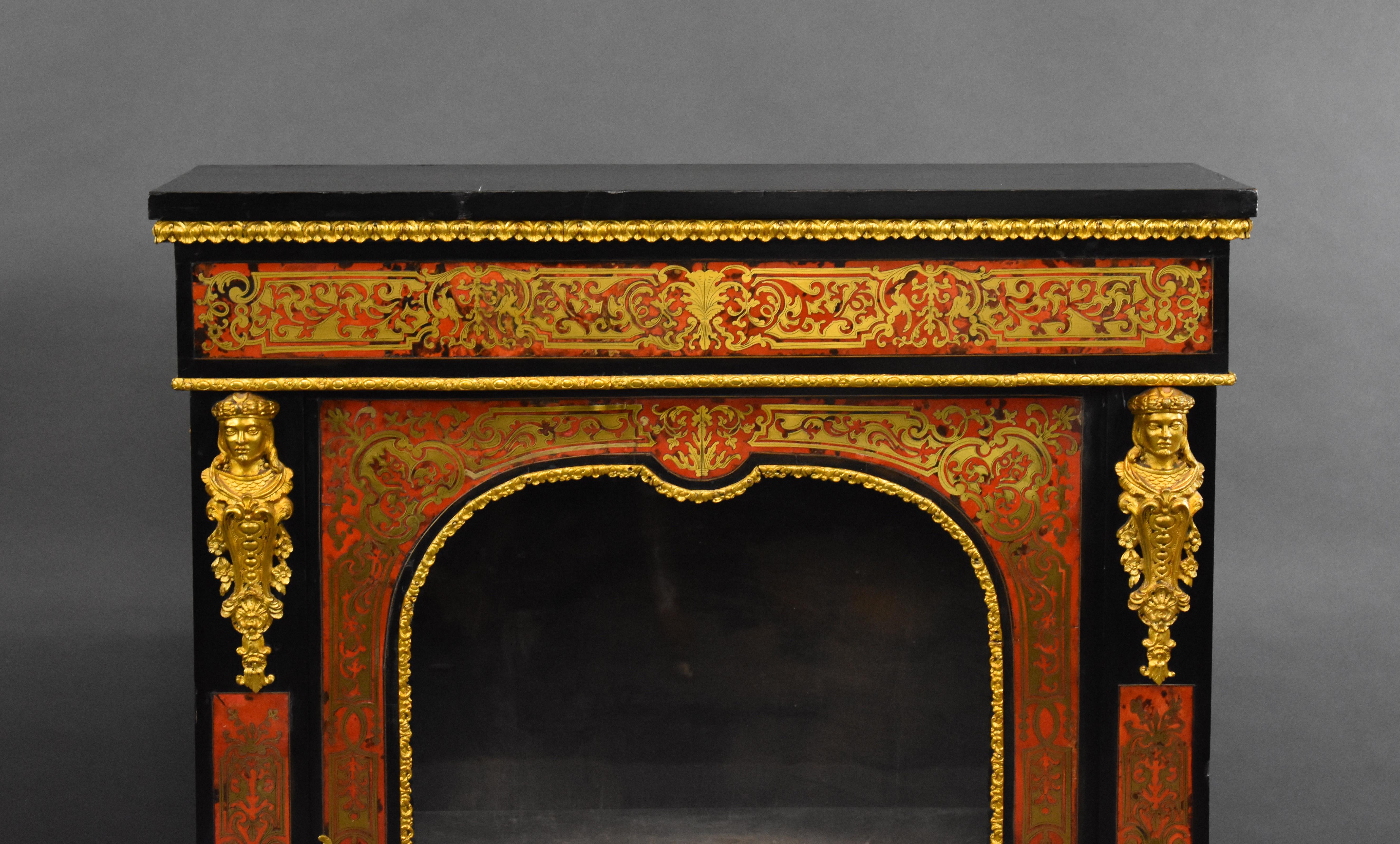 Pair of 19th Century French Ebonised Boulle Pier Cabinets For Sale 5