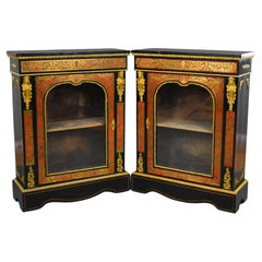 Pair of 19th Century French Ebonised Boulle Pier Cabinets
