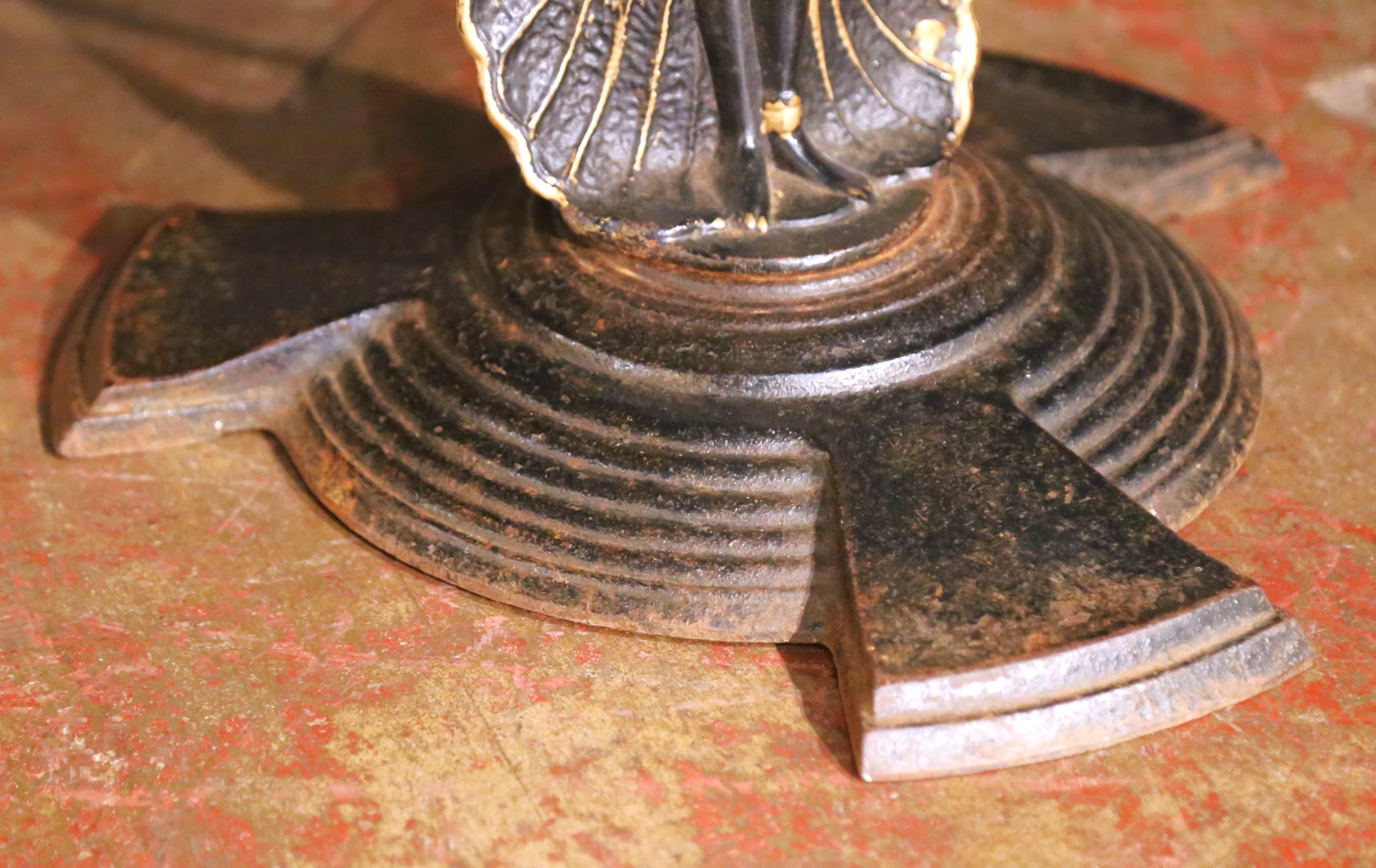 Cuir Paire de tabourets en fer de style néo-égyptien français du 19e siècle avec sièges en cuir en vente