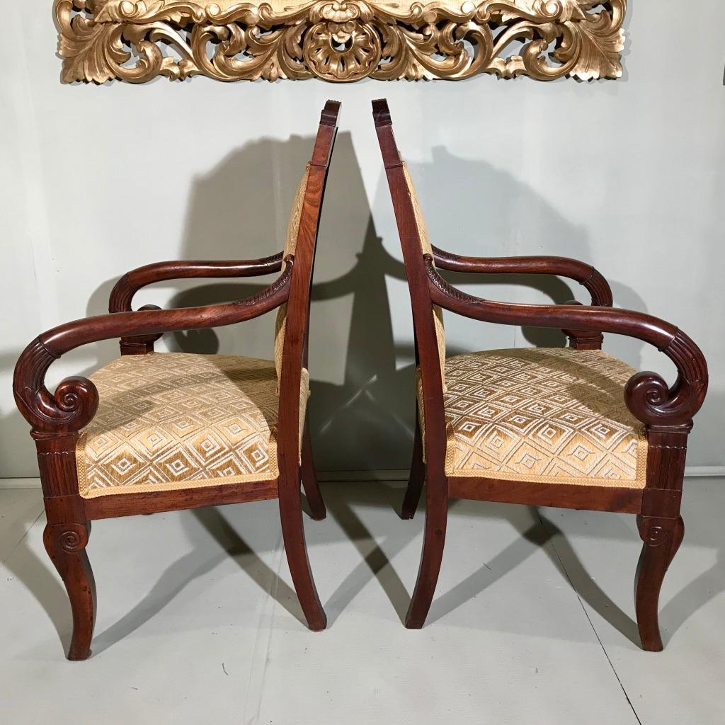 Pair of 19th Century French Empire Armchairs Fully Reupholstered 4
