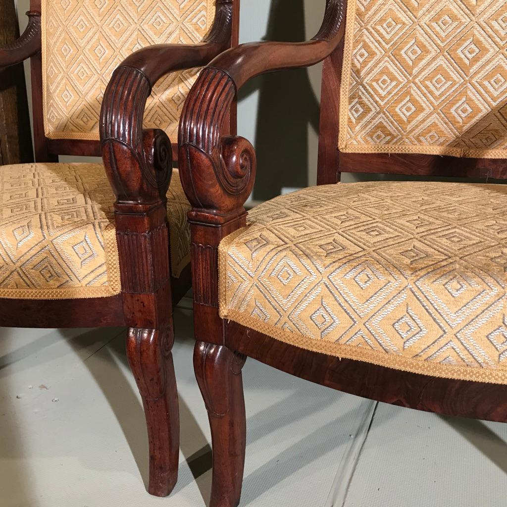 Pair of 19th Century French Empire Armchairs Fully Reupholstered 2