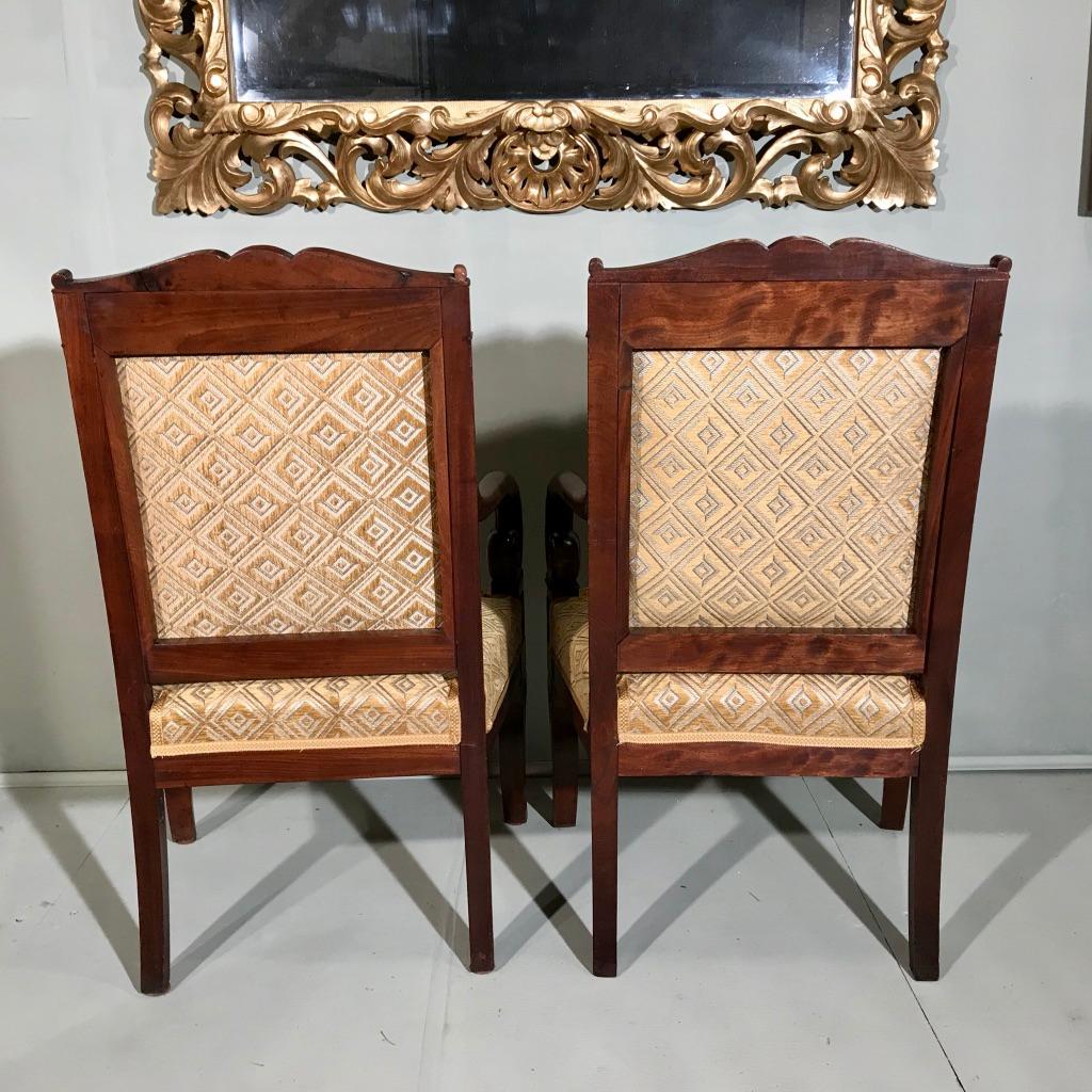 Pair of 19th Century French Empire Armchairs Fully Reupholstered 3
