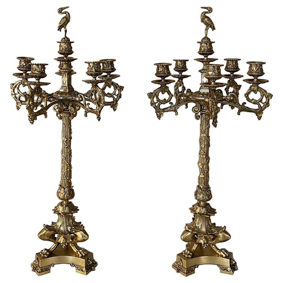 Unusual Pair of 19th Century French Candelabras For Sale at 1stDibs