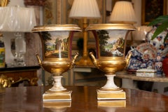 Pair of 19th Century French Empire Campaign Urns