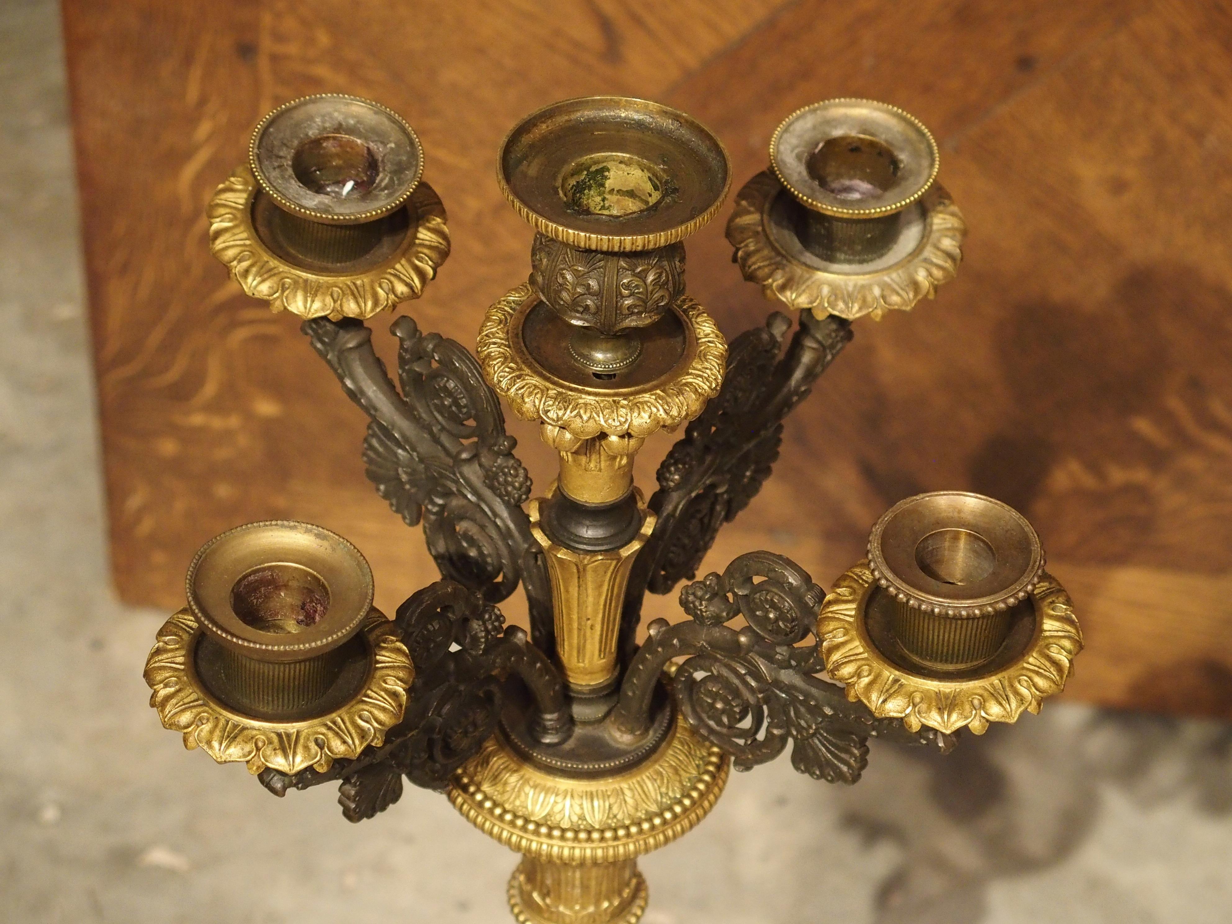 Pair of 19th Century French Empire Candelabra with Tripartite Lion Paw Feet For Sale 8