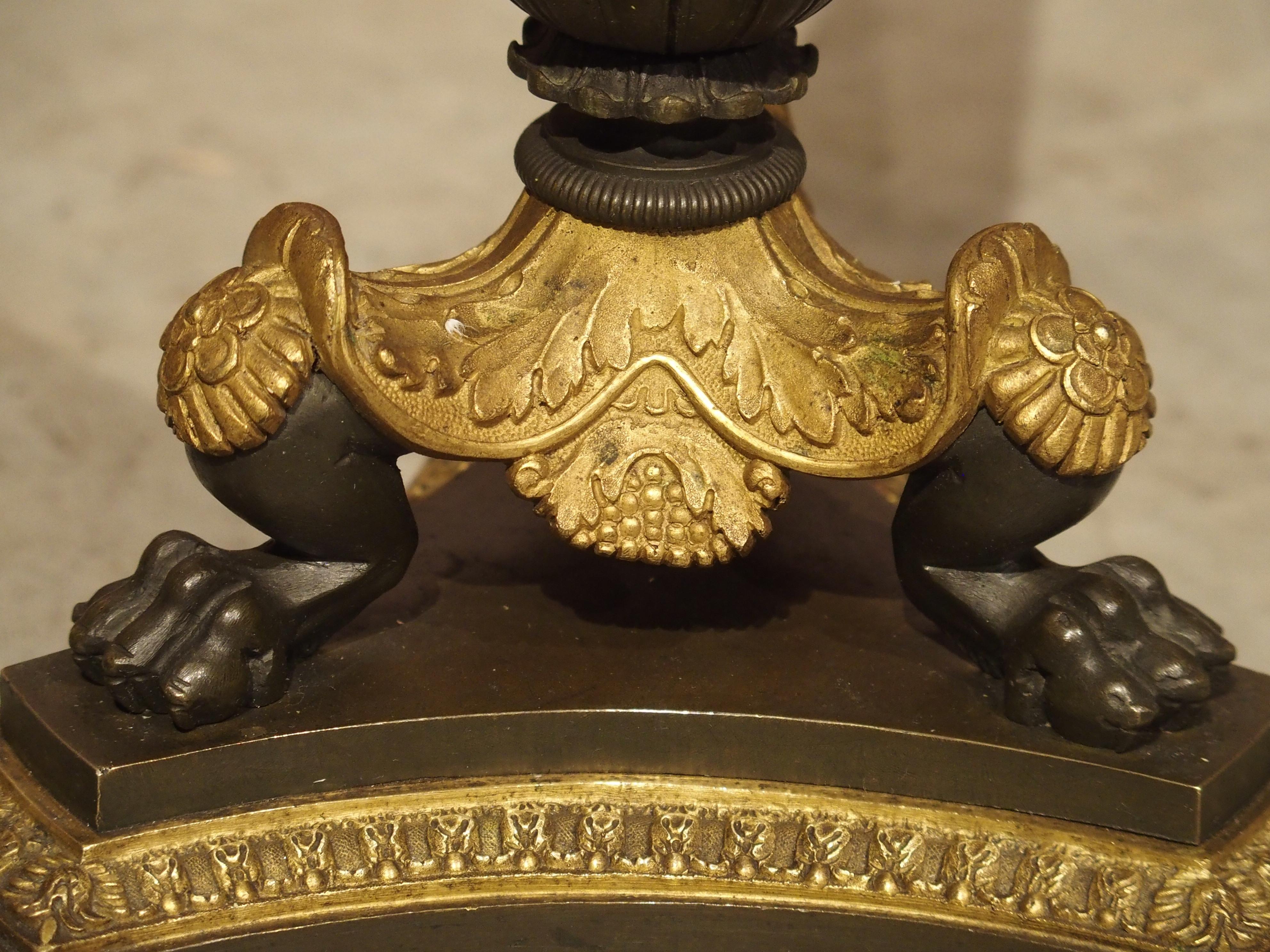 Pair of 19th Century French Empire Candelabra with Tripartite Lion Paw Feet For Sale 3