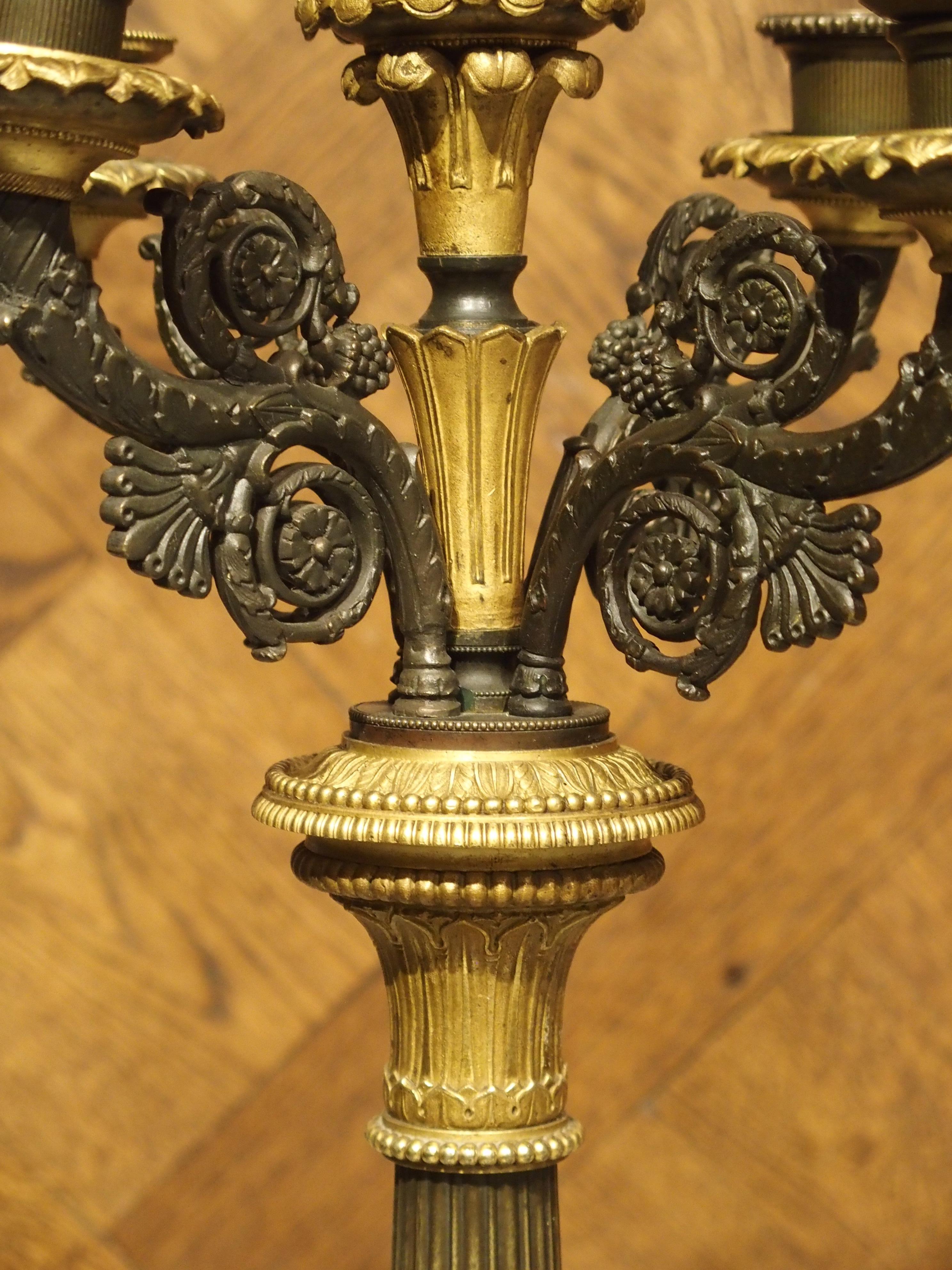 Pair of 19th Century French Empire Candelabra with Tripartite Lion Paw Feet For Sale 4