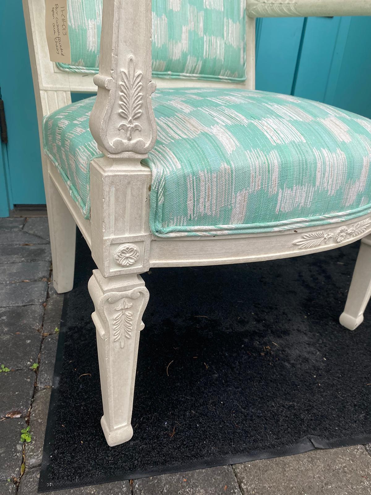 Pair of 19th Century French Empire Armchairs with Custom Finish For Sale 7