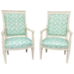 Pair of 19th Century French Empire Armchairs with Custom Finish