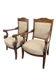Pair of 19th Century French Empire Dolphin Armchairs