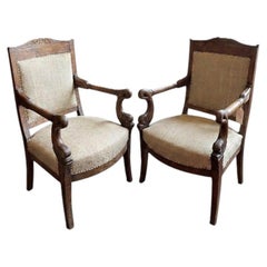Pair of 19th Century French Empire Dolphin Armchairs