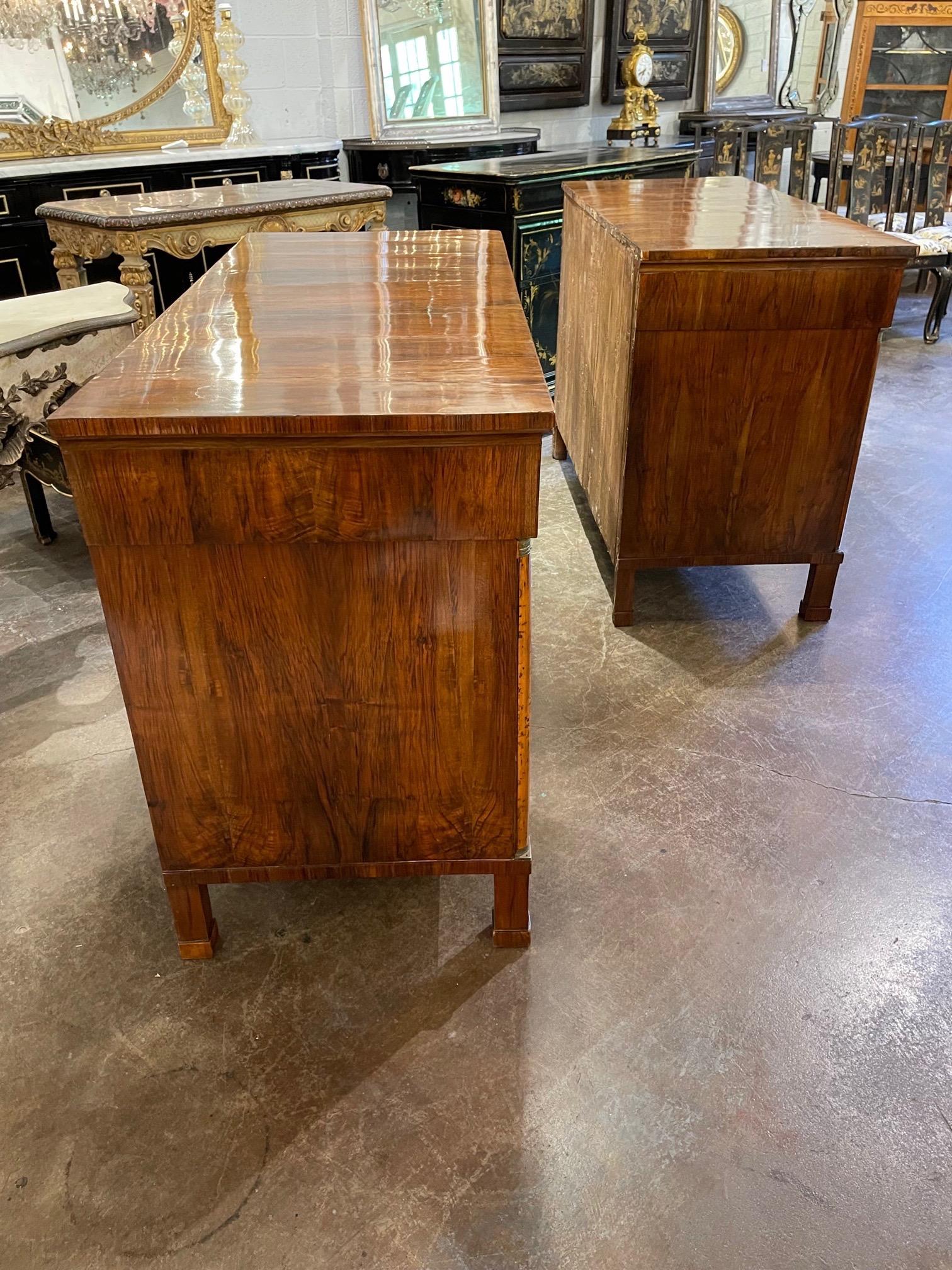 Pair of 19th Century French Empire Exotic Black Walnut Commodes 3