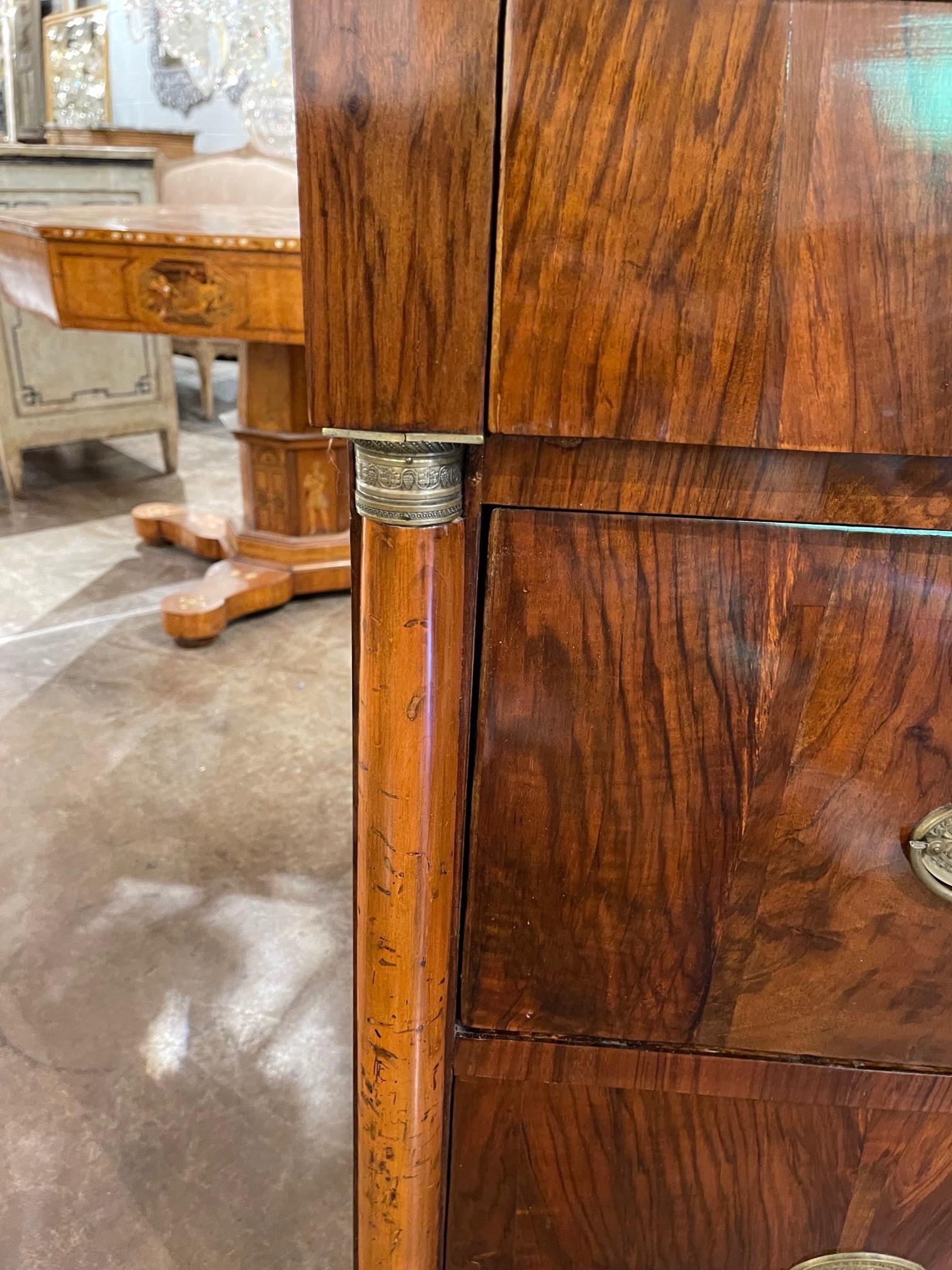 Pair of 19th Century French Empire Exotic Black Walnut Commodes 6