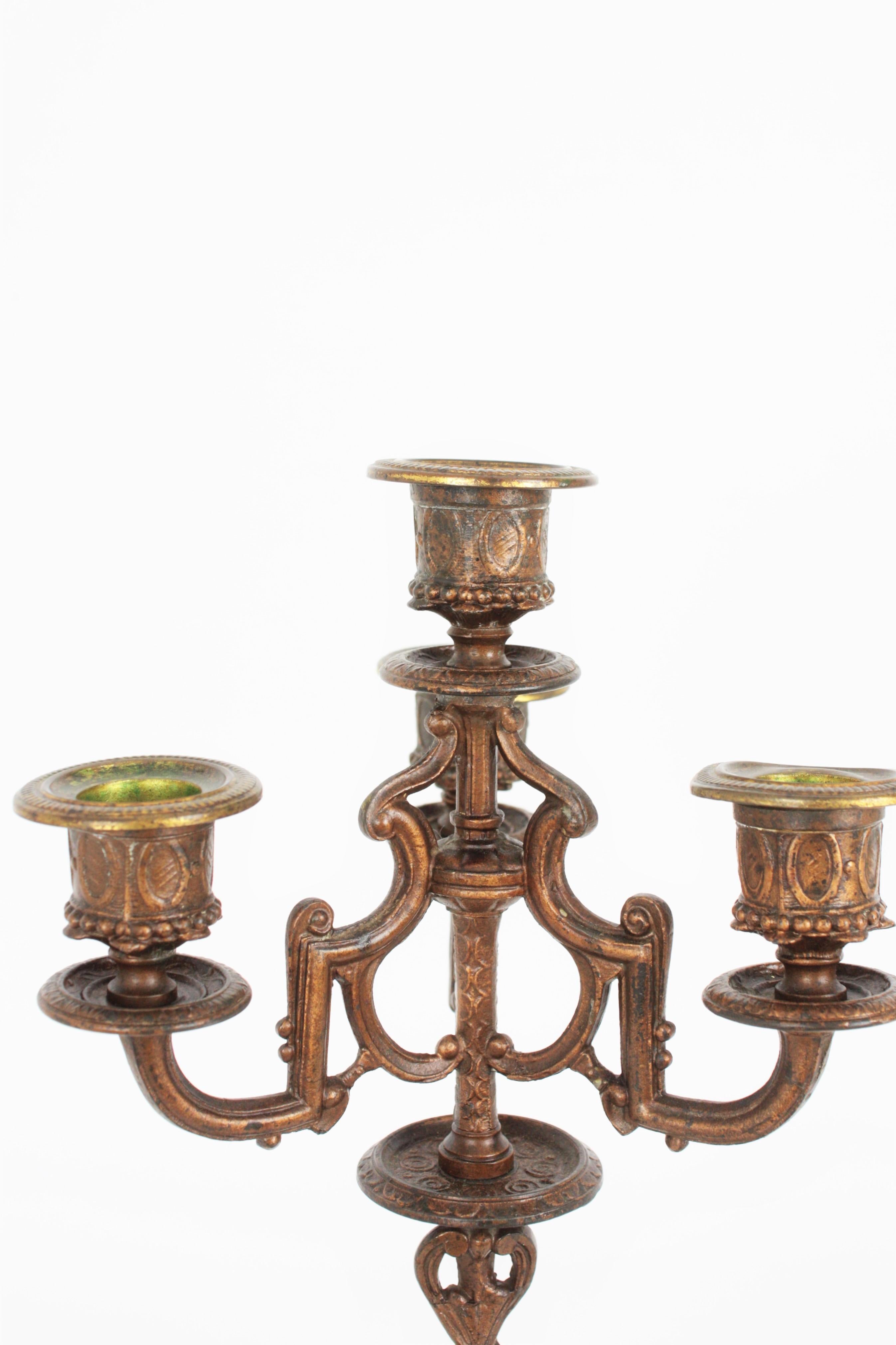 Two 19th Century French Empire Figural Cast Bronze Candelabra 4