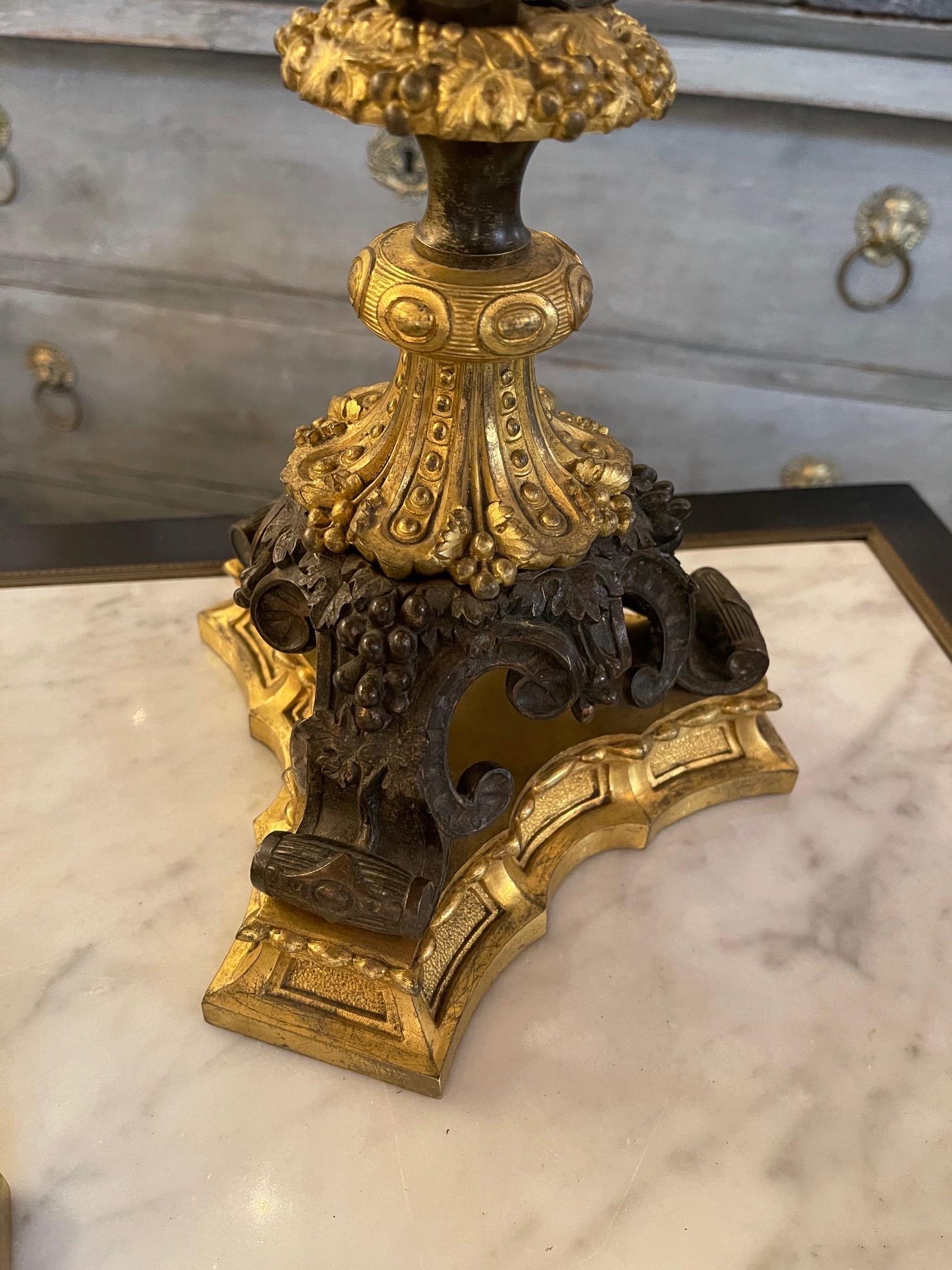 Pair of 19th Century French Empire Gilt Bronze 6-Light Candelabras 3