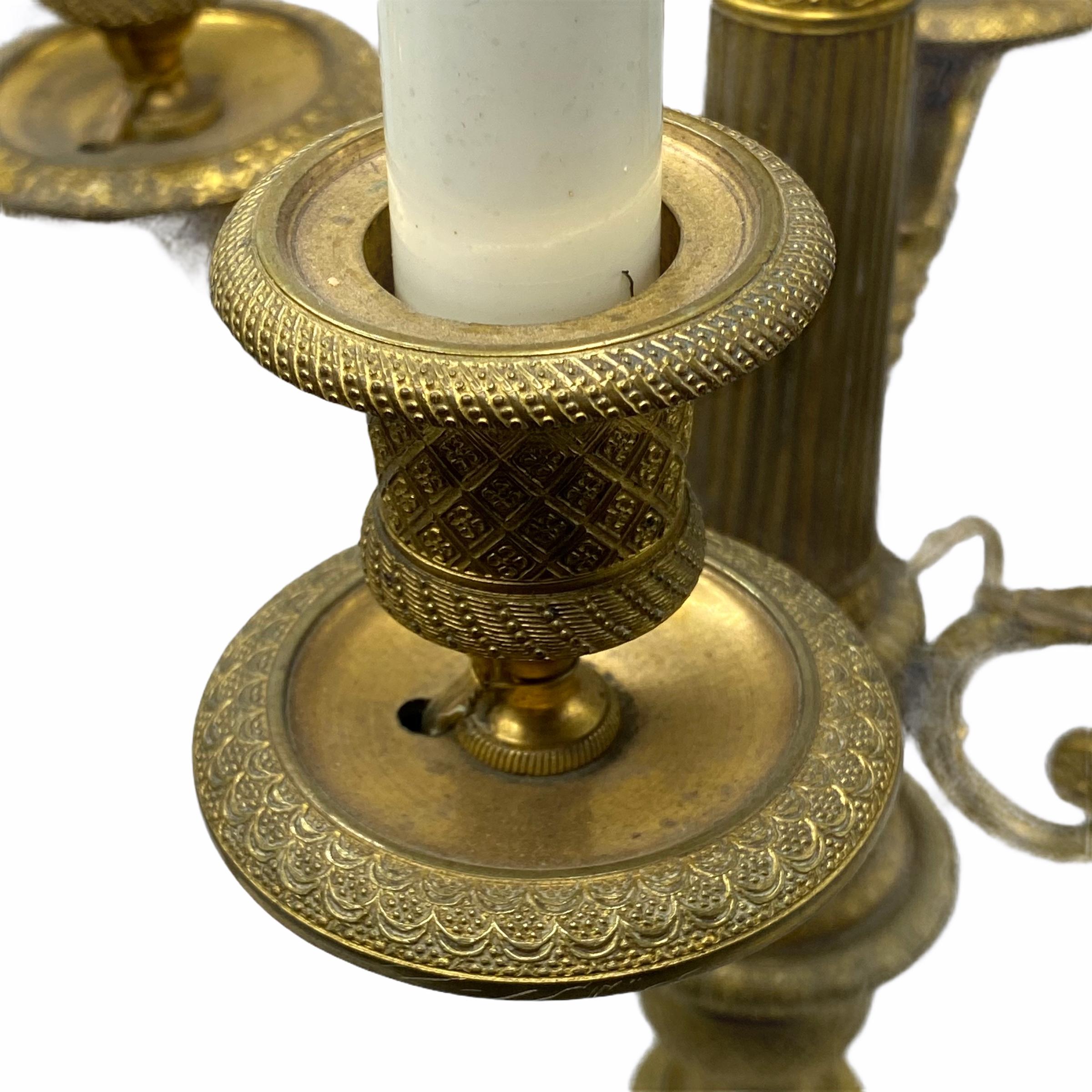 pair of 19th Century French Empire Gilt Bronze Candelabra Lamps  For Sale 7