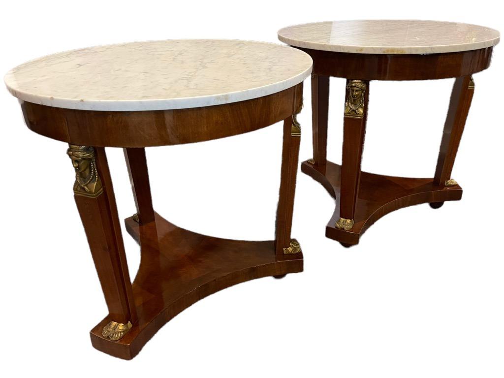 Pair of 19th Century French Empire in the Egyptian Revival Style Side Tables 1