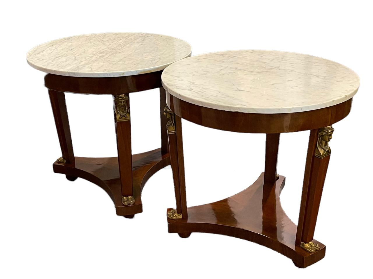 Pair of 19th Century French Empire in the Egyptian Revival Style Side Tables 2