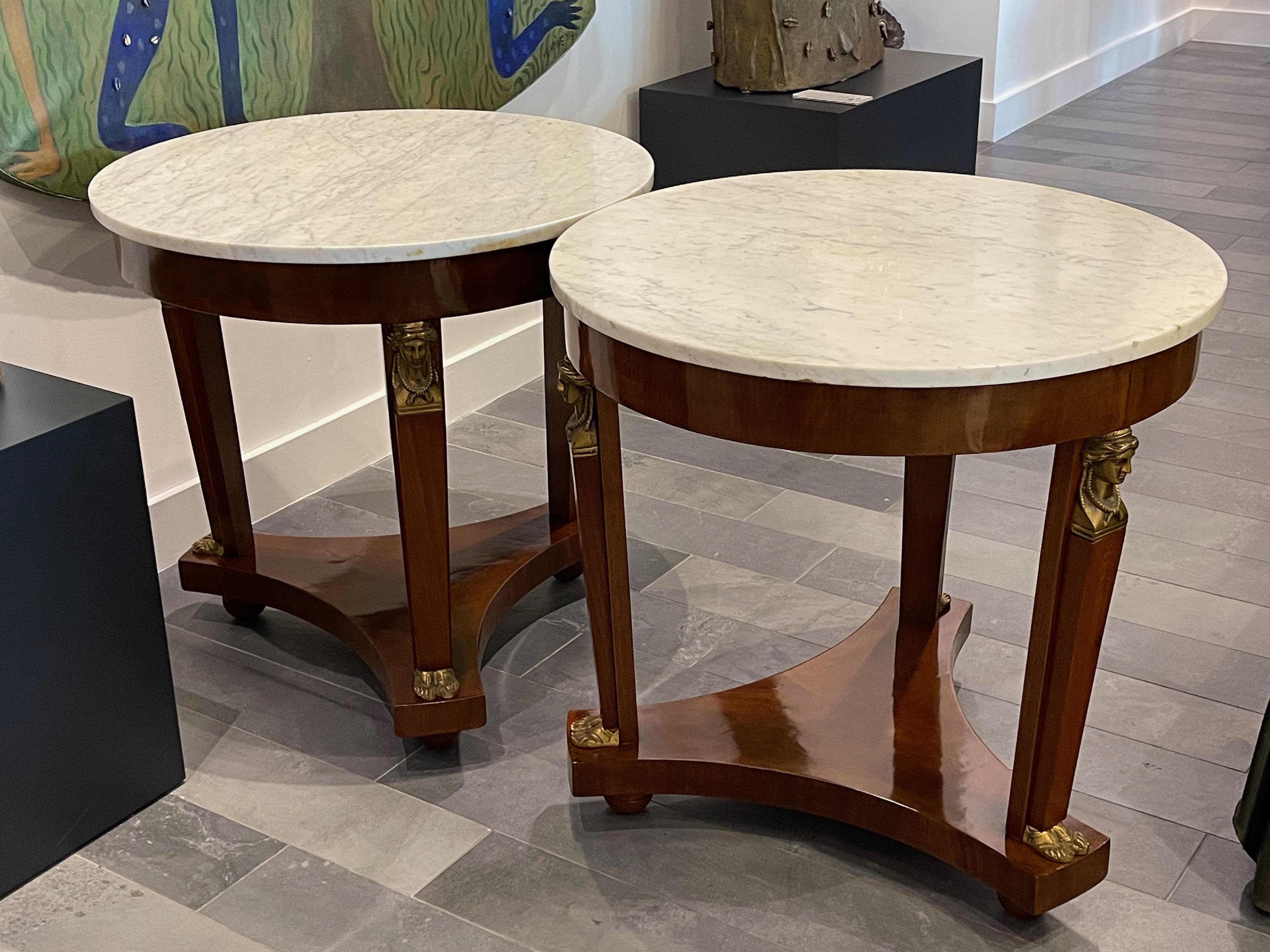 Pair of 19th Century French Empire in the Egyptian Revival Style Side Tables 4