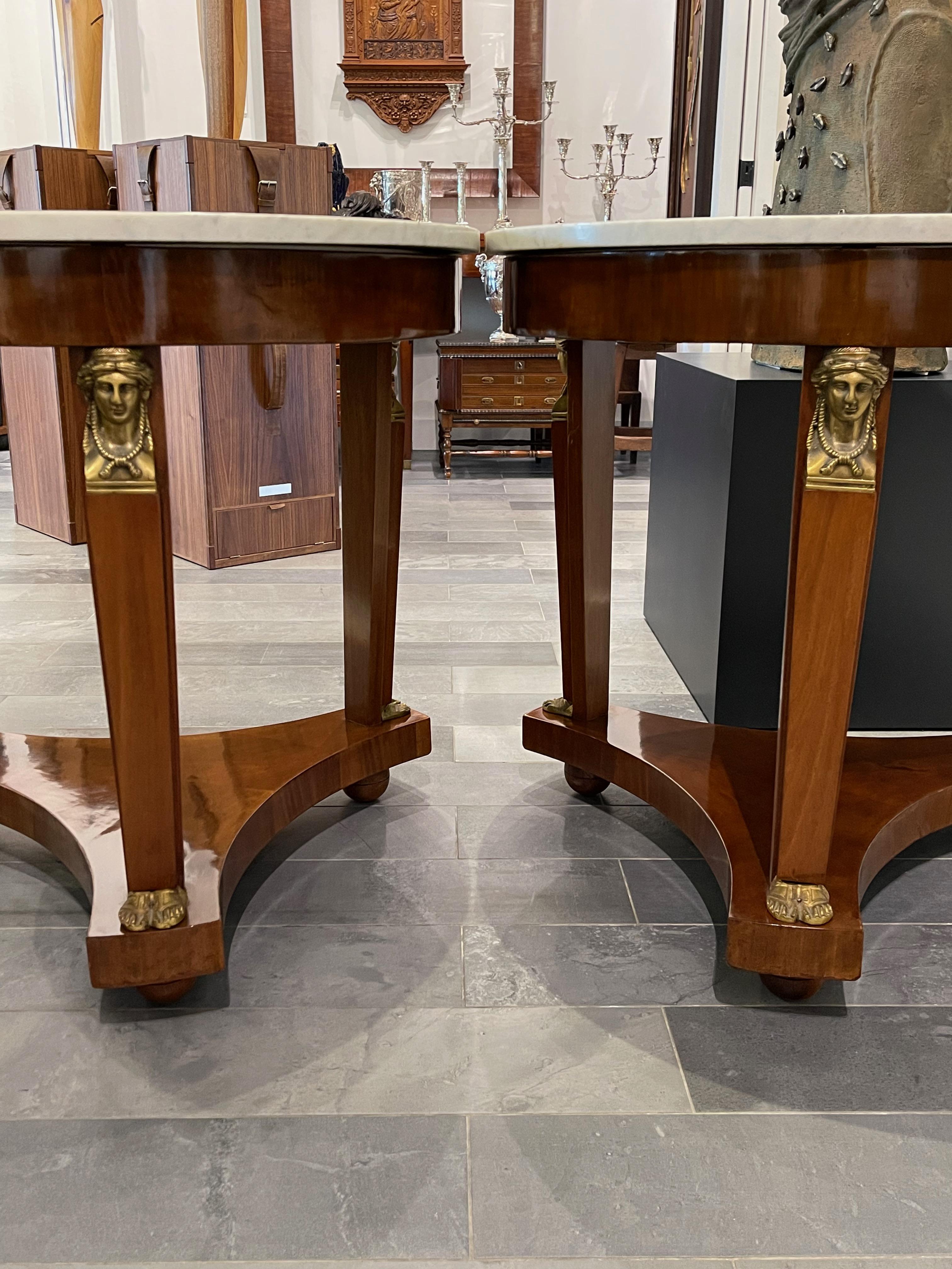 Pair of 19th Century French Empire in the Egyptian Revival Style Side Tables 5