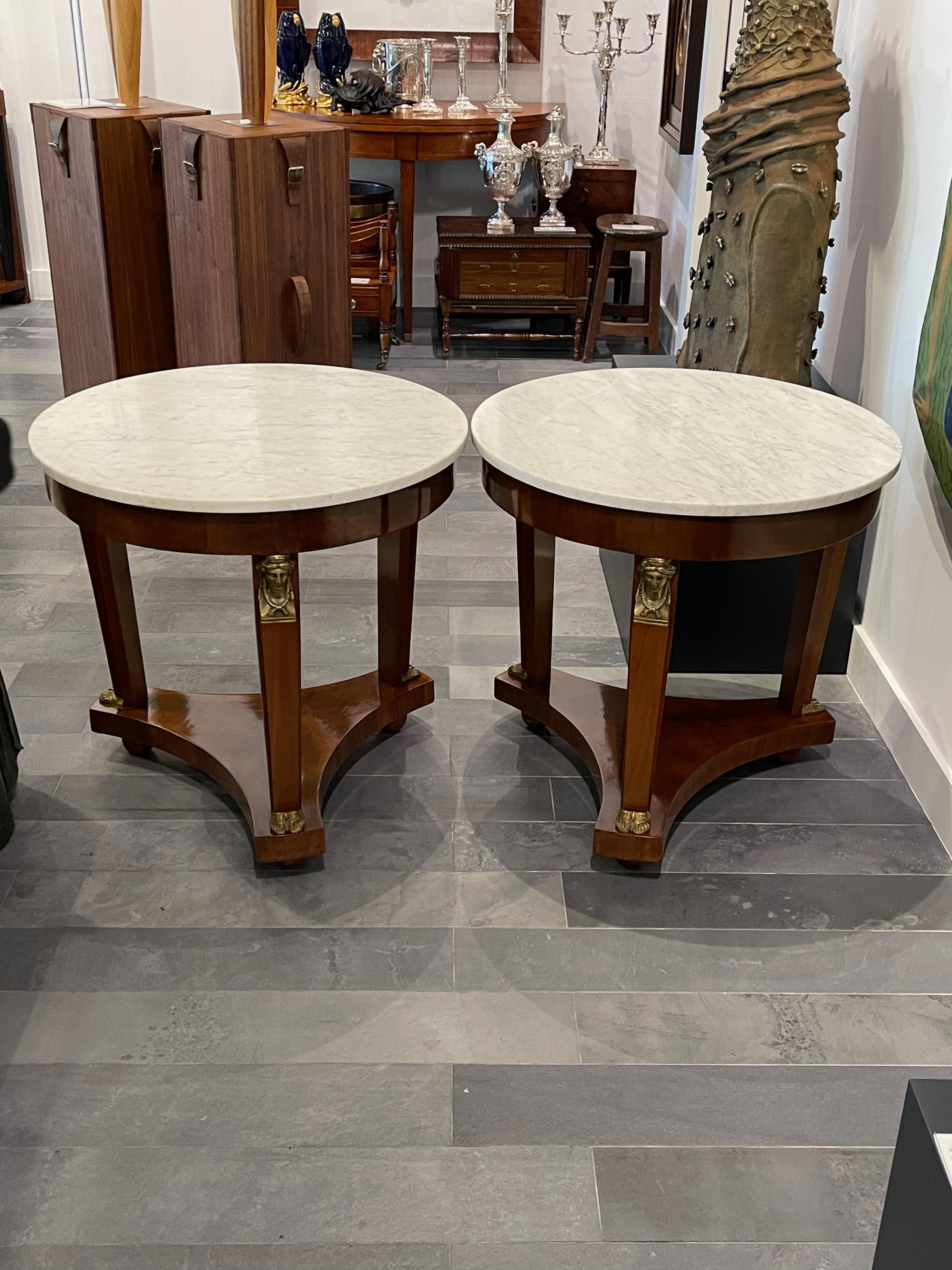Pair of 19th Century French Empire in the Egyptian Revival Style Side Tables 11