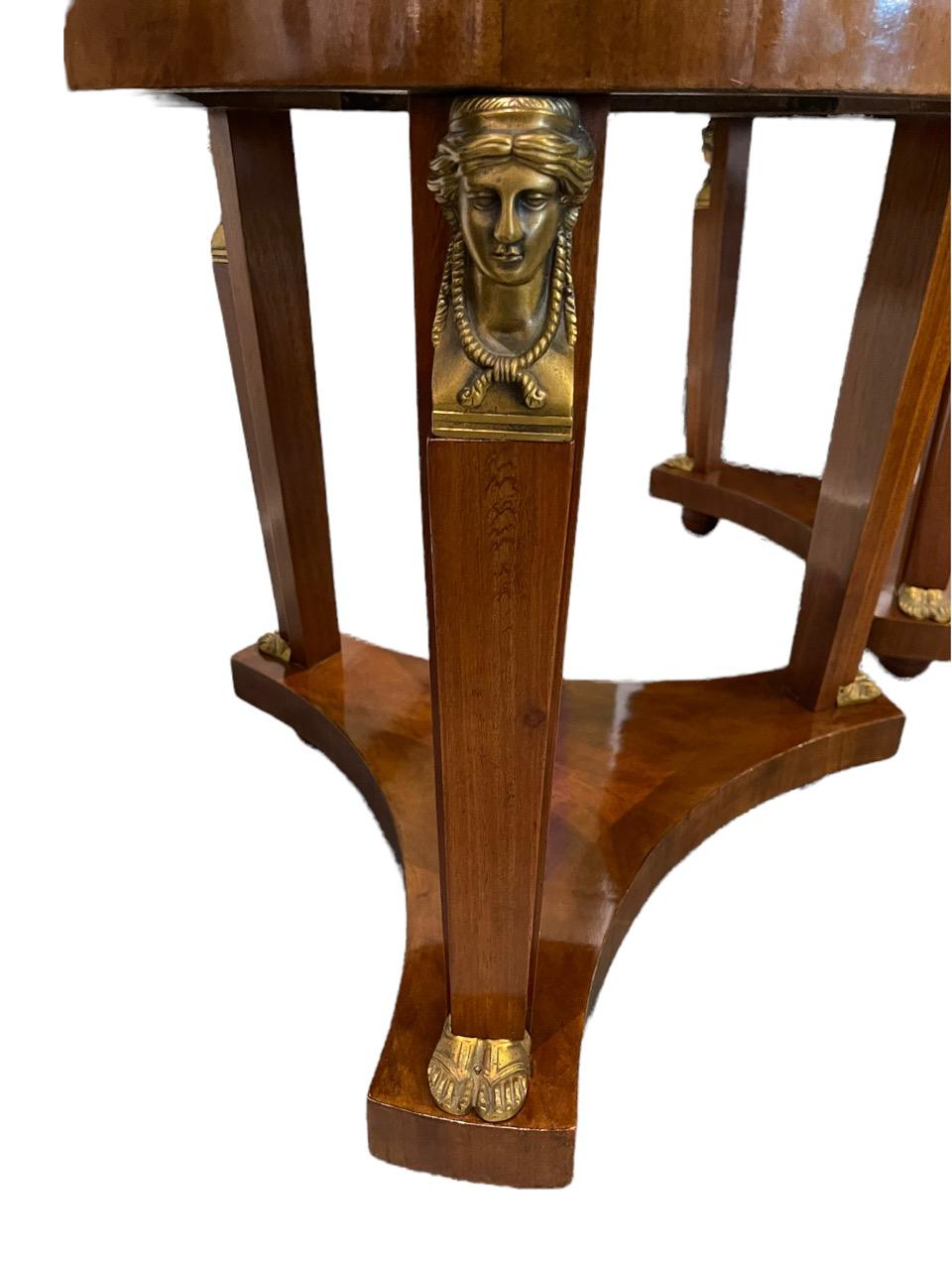 Hand-Carved Pair of 19th Century French Empire in the Egyptian Revival Style Side Tables