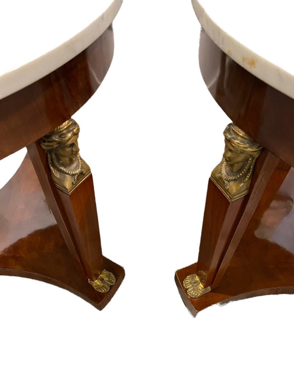 Pair of 19th Century French Empire in the Egyptian Revival Style Side Tables In Fair Condition In North Miami, FL