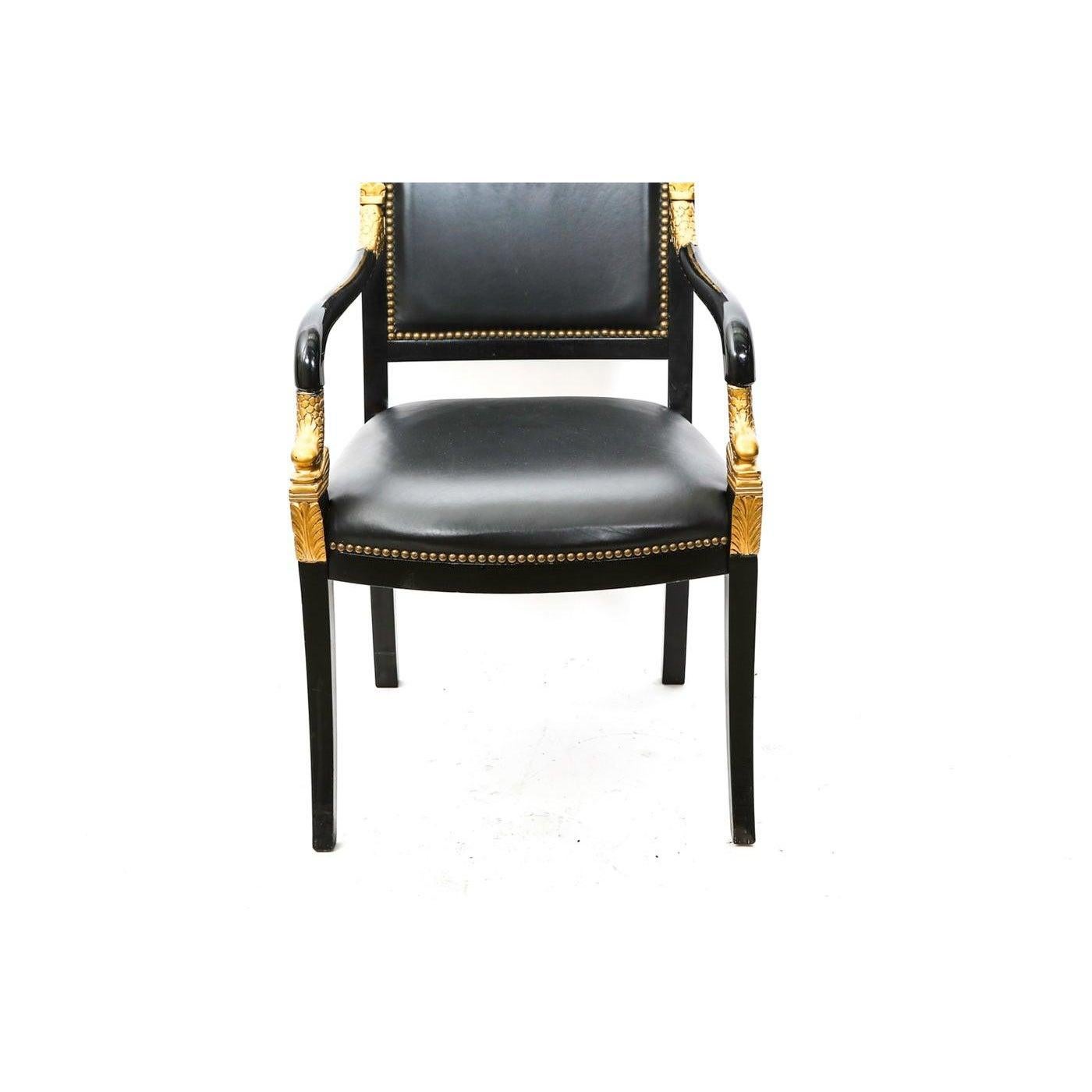 Pareja de Fauteuils Lacados Imperio Francés del Siglo XIX en venta 2