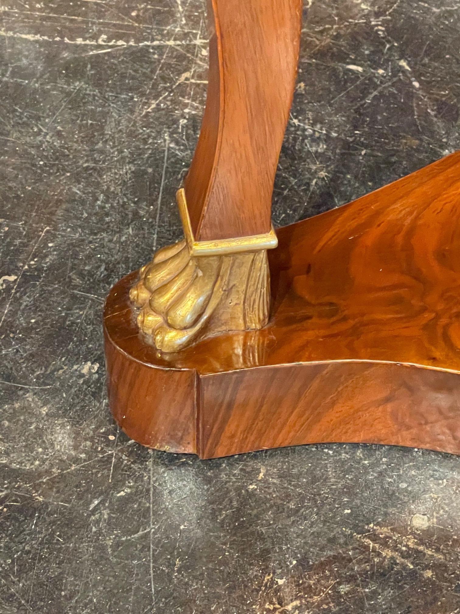 Pair of 19th Century French Empire Mahogany Tables with Inset Breccia Marble 1