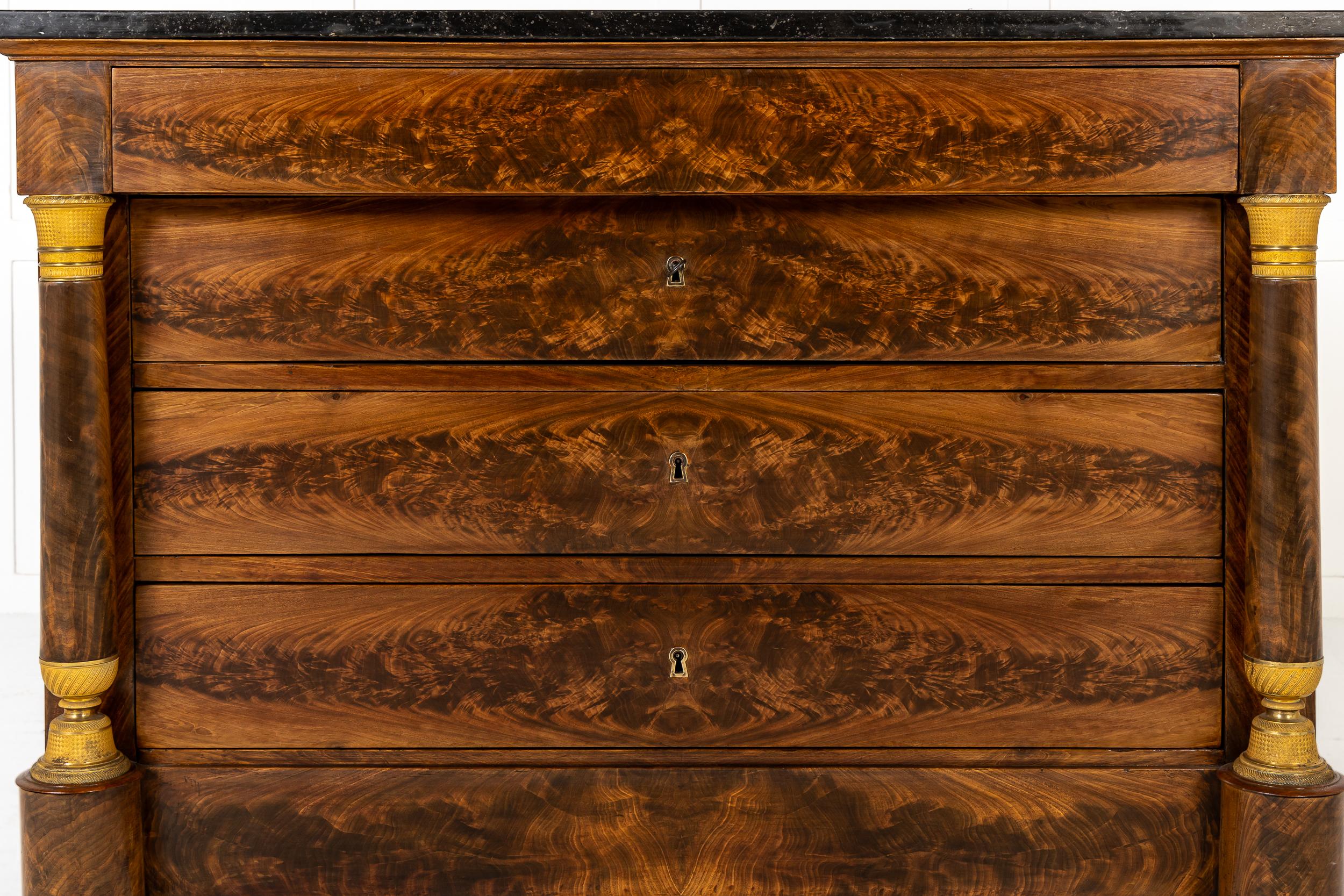 Pair of 19th Century French Empire Period Mahogany Commodes 3