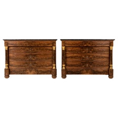 Pair of 19th Century French Empire Period Mahogany Commodes